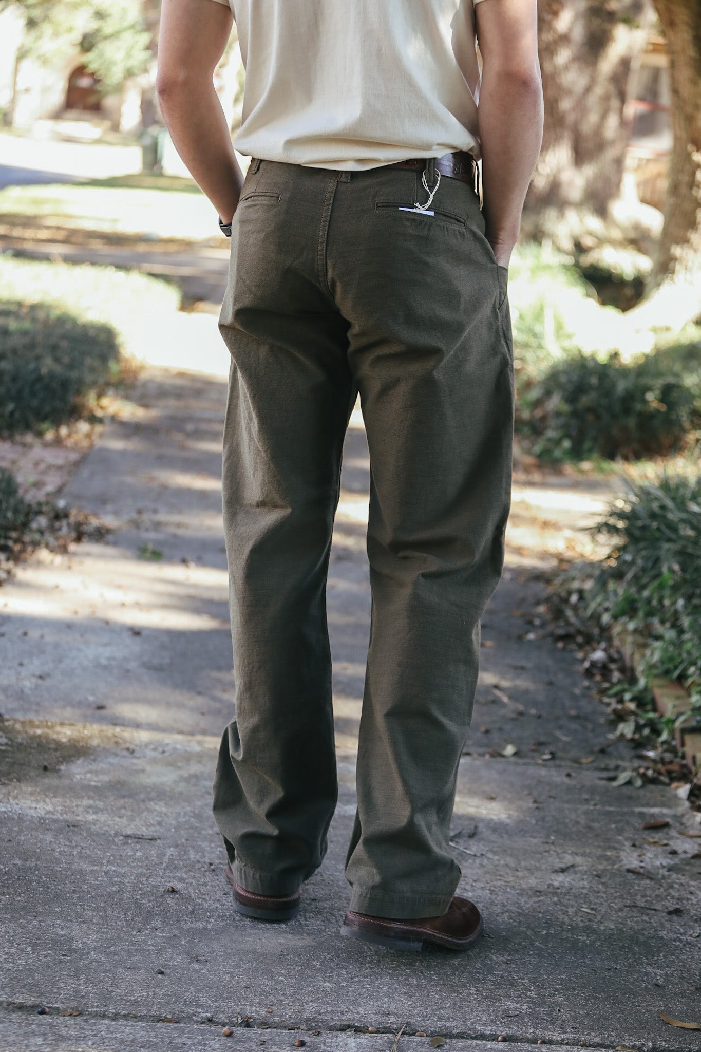 man wearing khaki pants