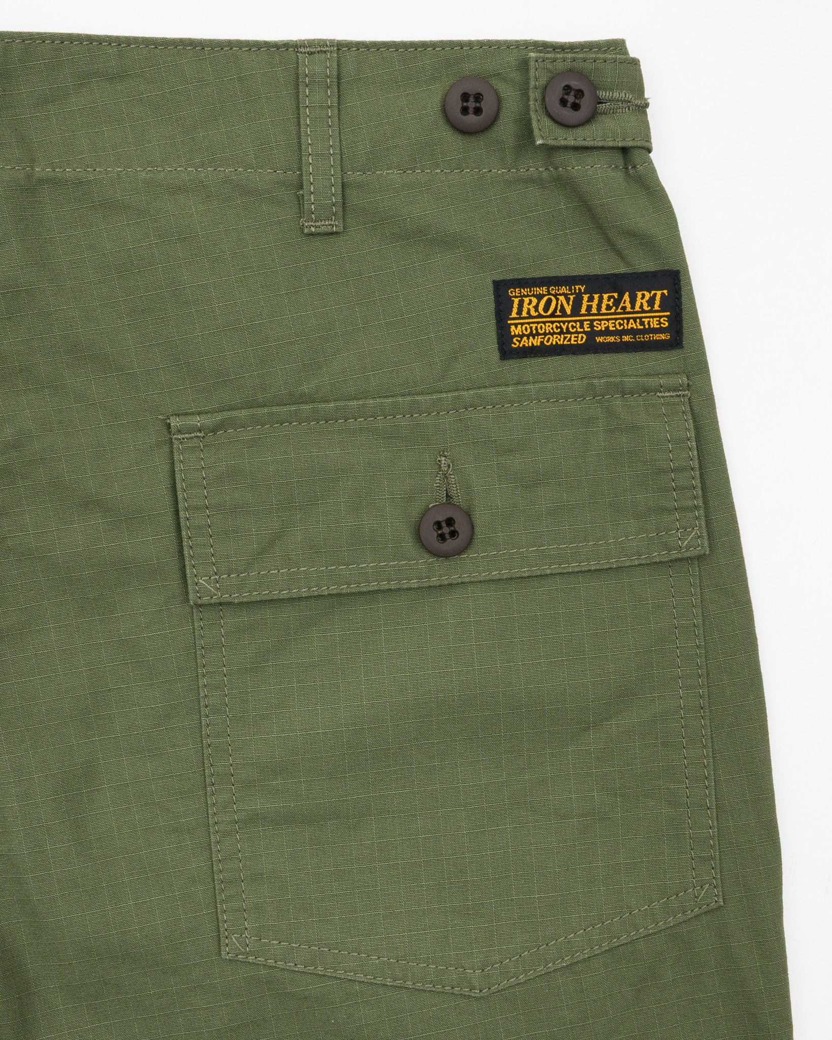 IH-747-GRN Iron Heart 8oz Ripstop Baker Pants - Army Green