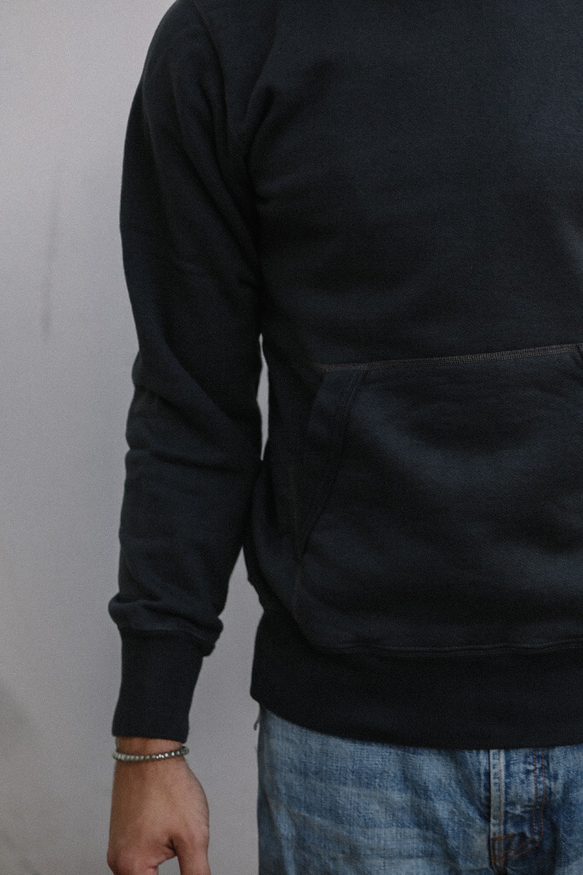 Up close detail of a black sweater
