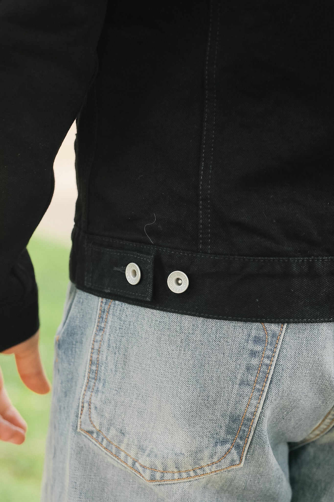 IHJ-86-BLK 14oz Selvedge Denim Modified Type III Jacket - Black/Black