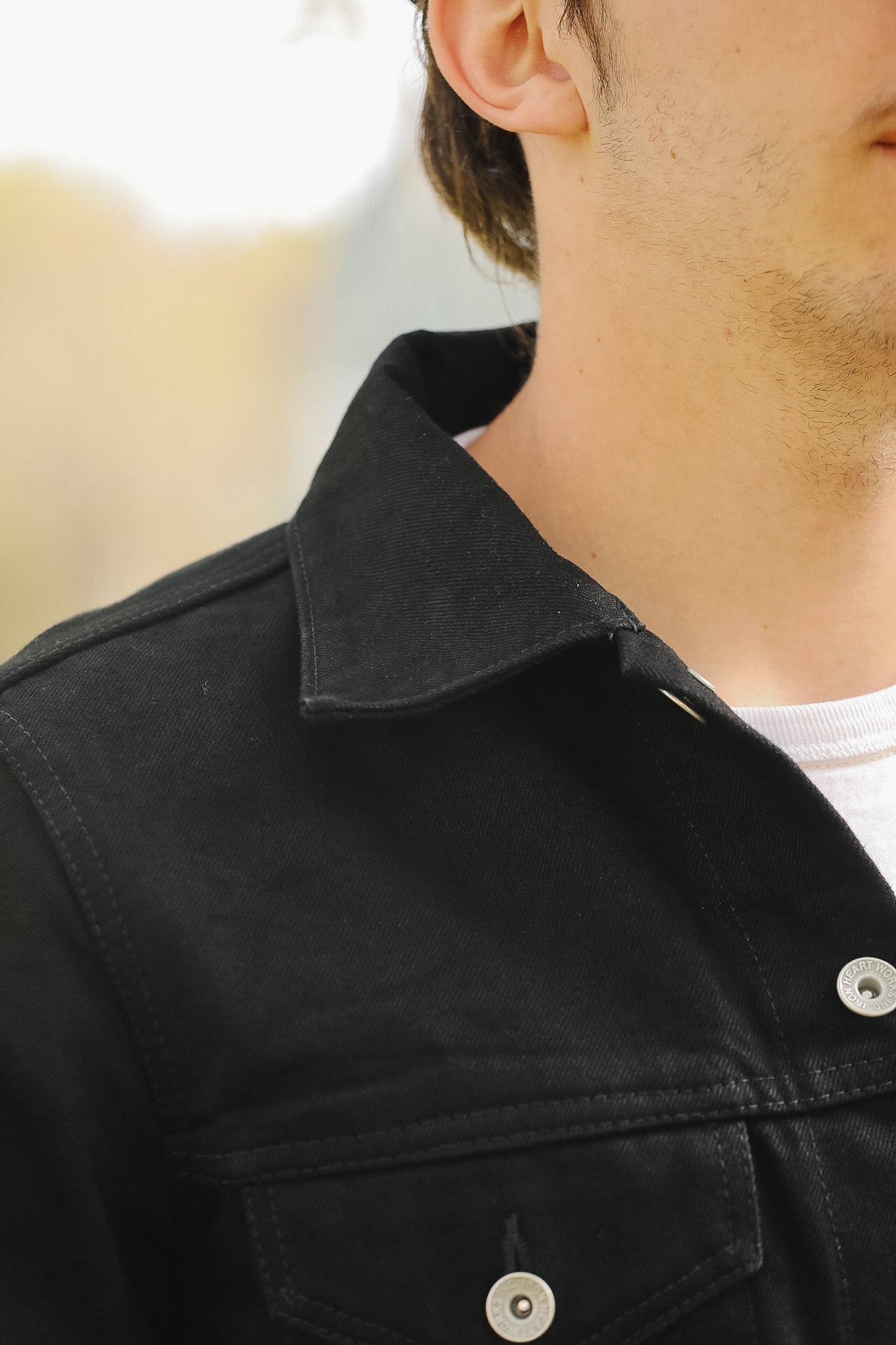 IHJ-86-BLK 14oz Selvedge Denim Modified Type III Jacket - Black/Black