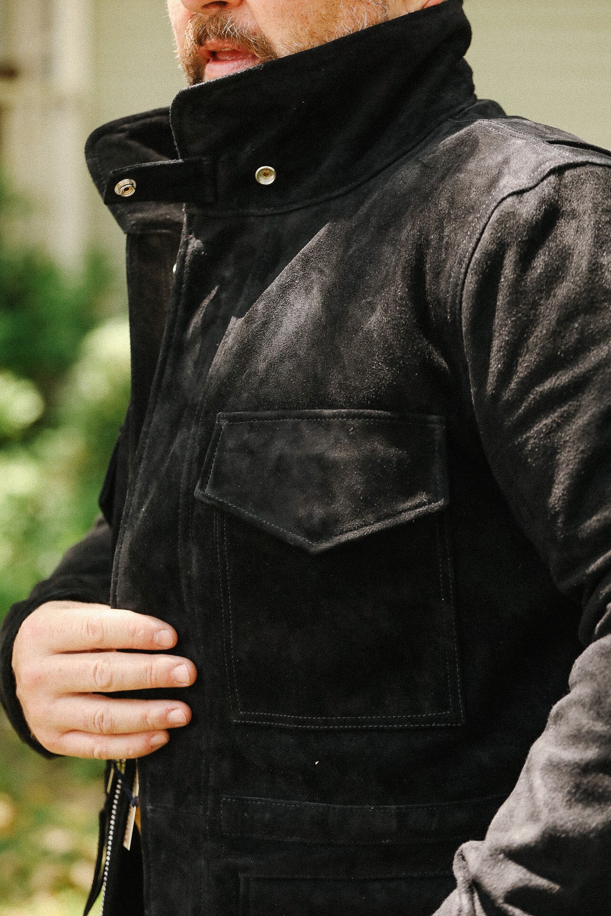 IHJ-156-BLK Iron Heart Horsehide Suede M65 Jacket - Black