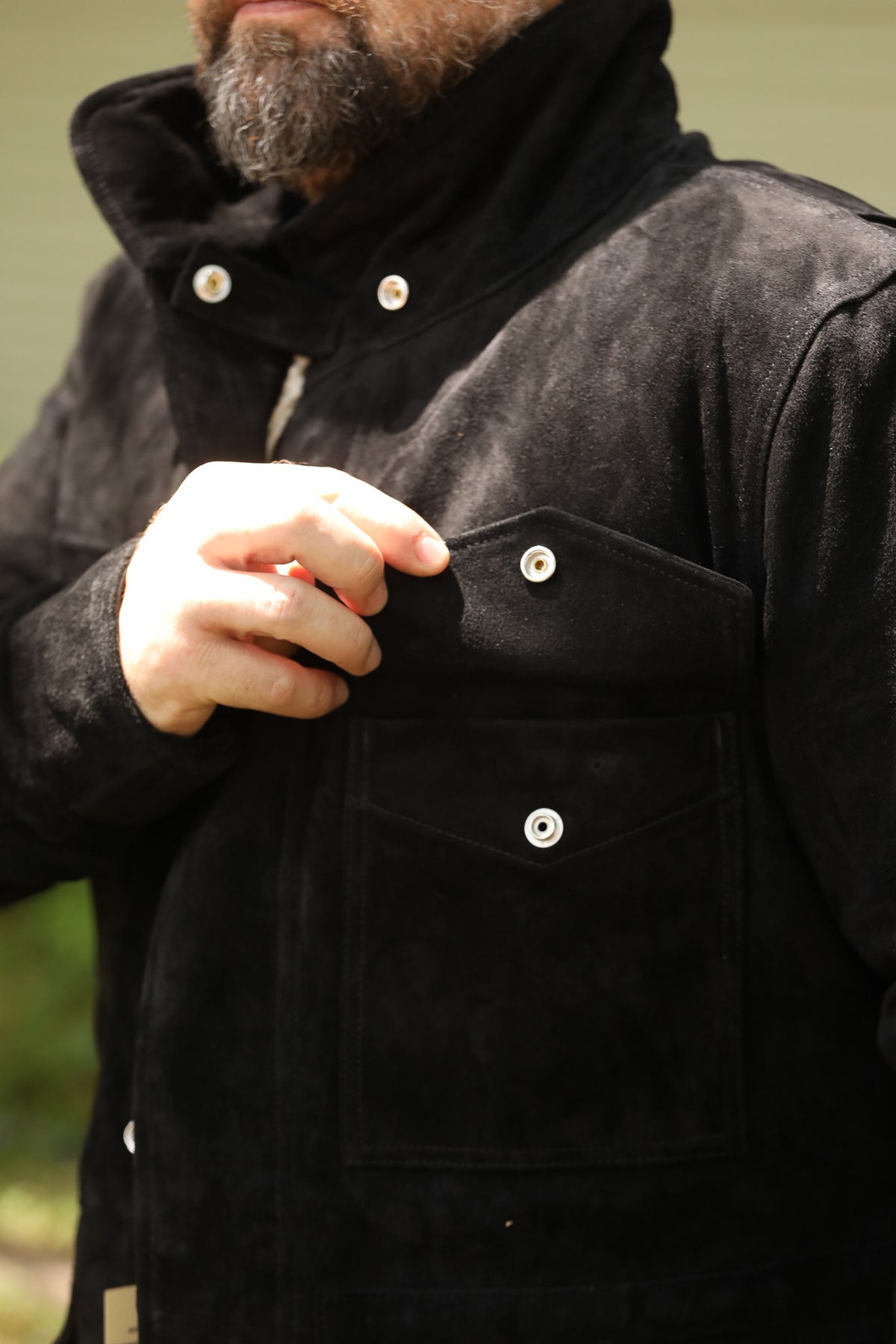 IHJ-156-BLK Iron Heart Horsehide Suede M65 Jacket - Black