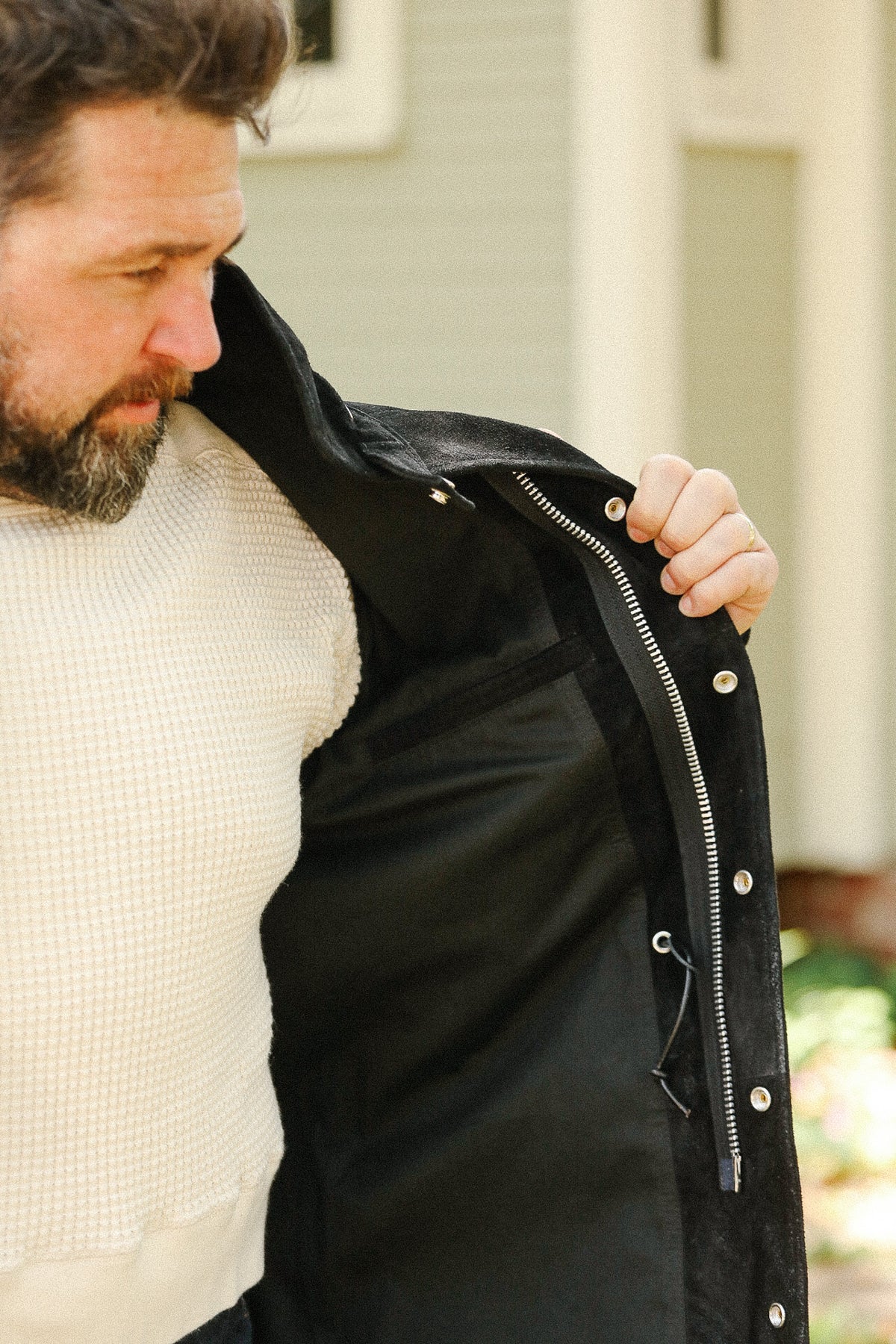 IHJ-156-BLK Iron Heart Horsehide Suede M65 Jacket - Black