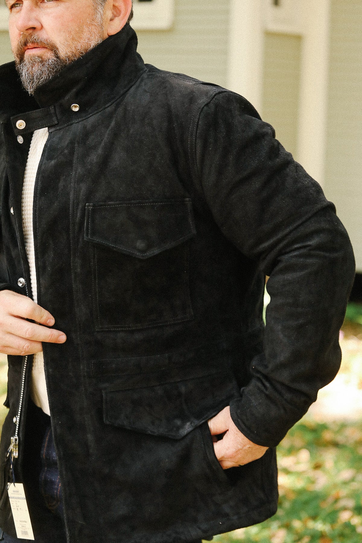 IHJ-156-BLK Iron Heart Horsehide Suede M65 Jacket - Black