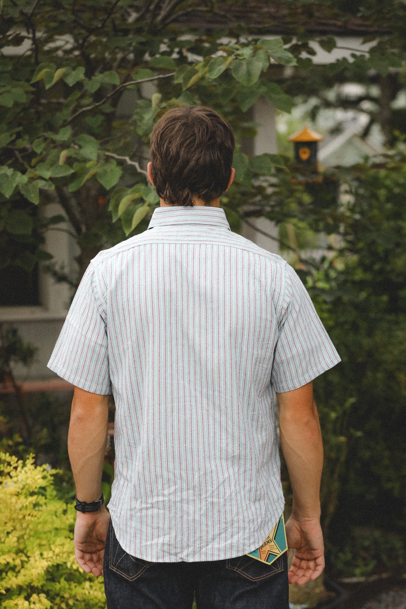 SC39306 Sugar Cane Short Sleeve Work Shirt- Dobby Stripe Blue