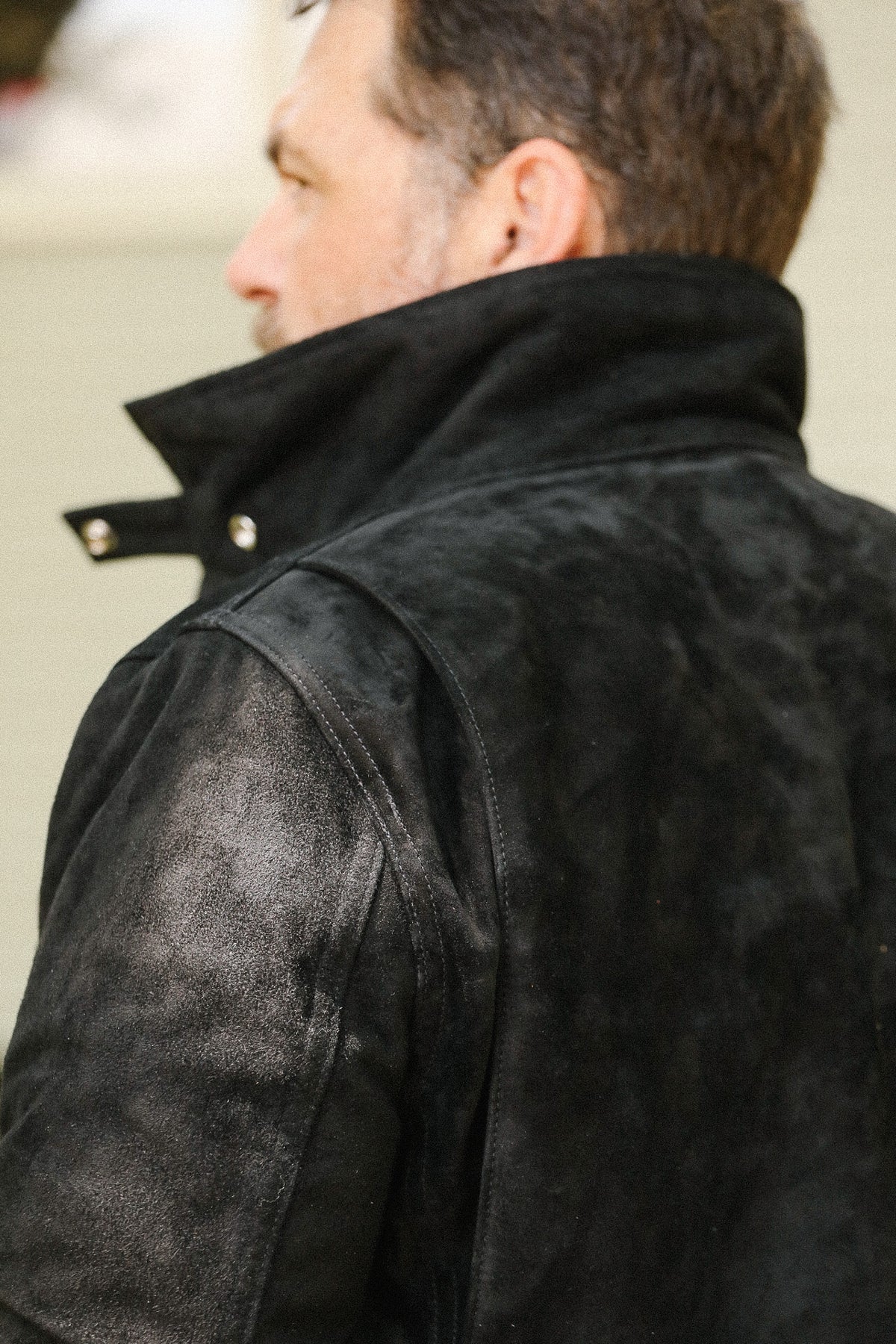 IHJ-156-BLK Iron Heart Horsehide Suede M65 Jacket - Black