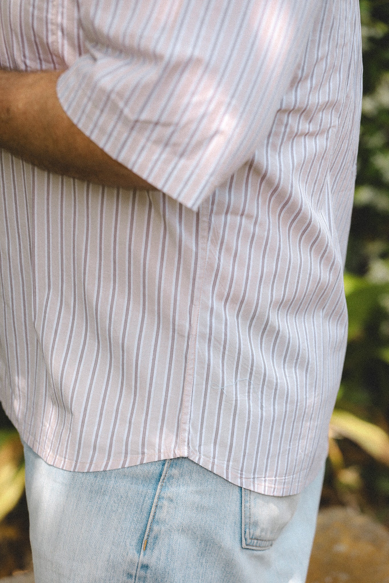 3sixteen Short Sleeve Commuter Shirt- Tan Stripe