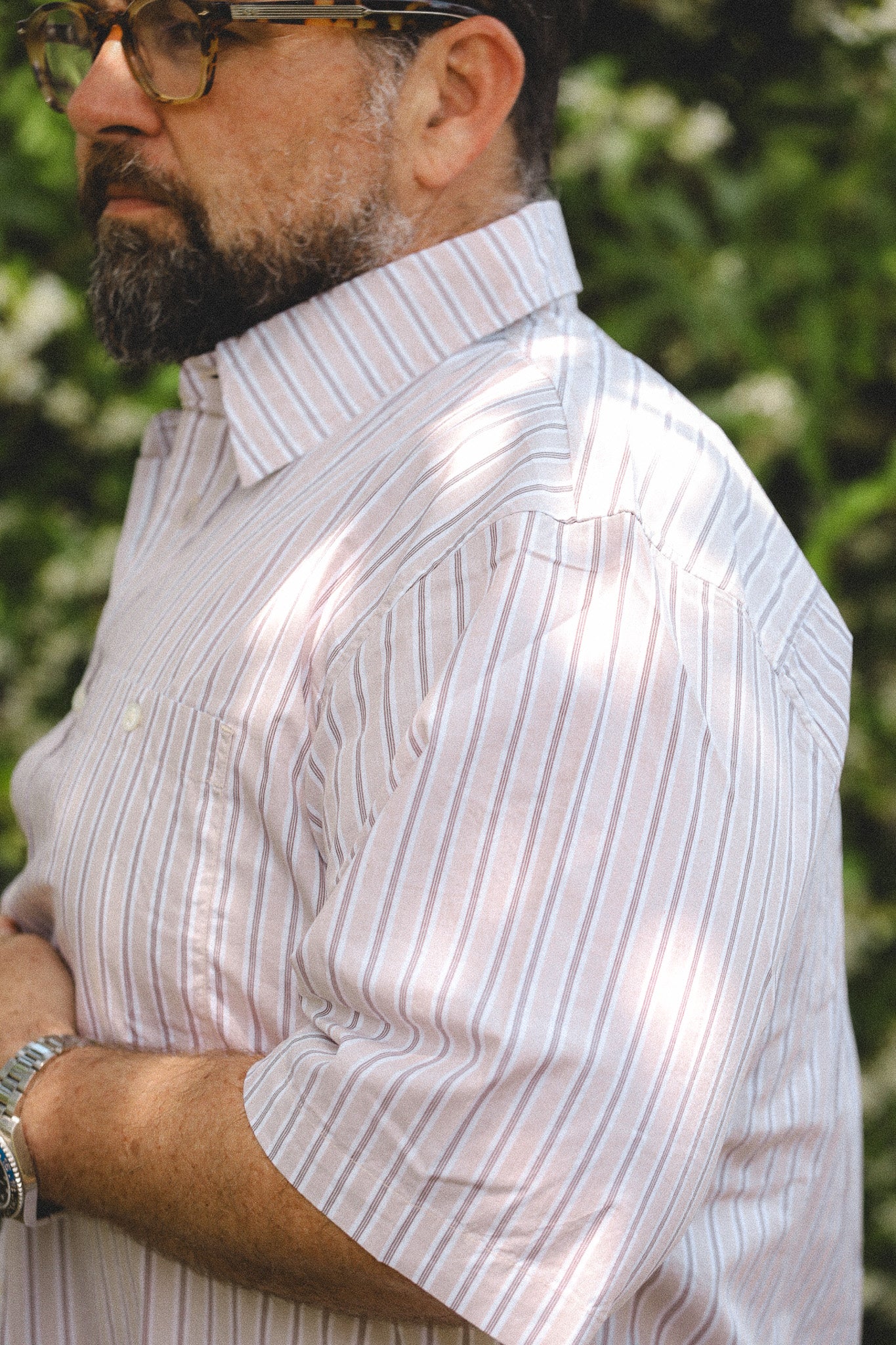 3sixteen Short Sleeve Commuter Shirt- Tan Stripe
