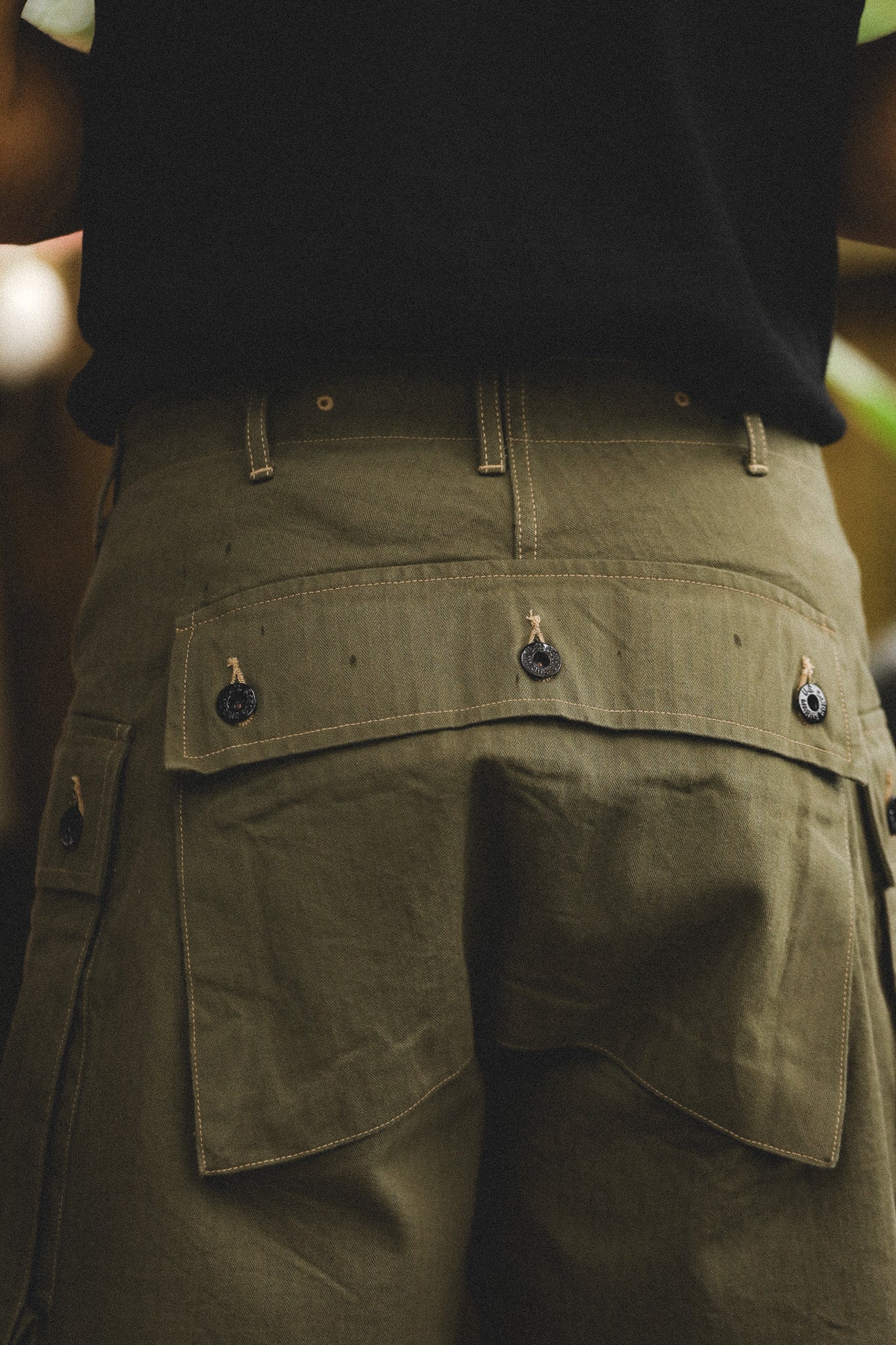 BR52388 Buzz Rickson U.S. Marine Corps M-1944 Herringbone Shorts- Olive