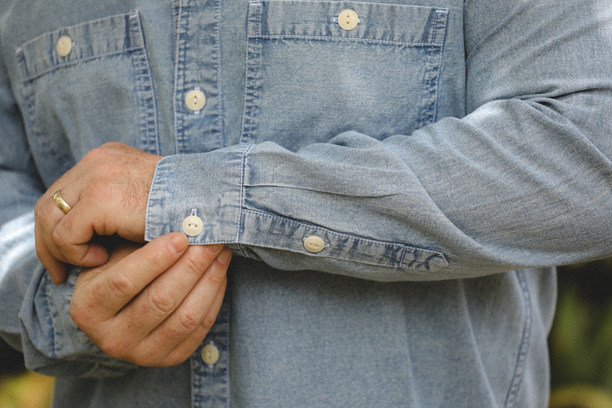 3sixteen Utility Chambray Shirt- Washed Indigo