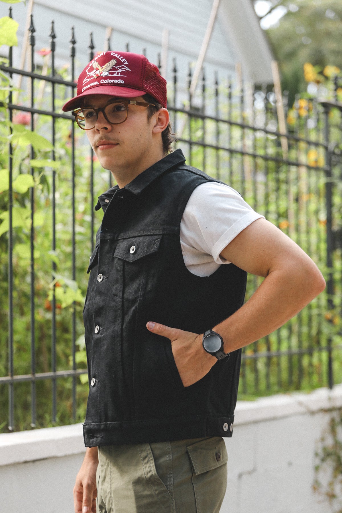 IH-9526V Iron Heart 21oz Non-Fade Denim Type III Vest - Superblack