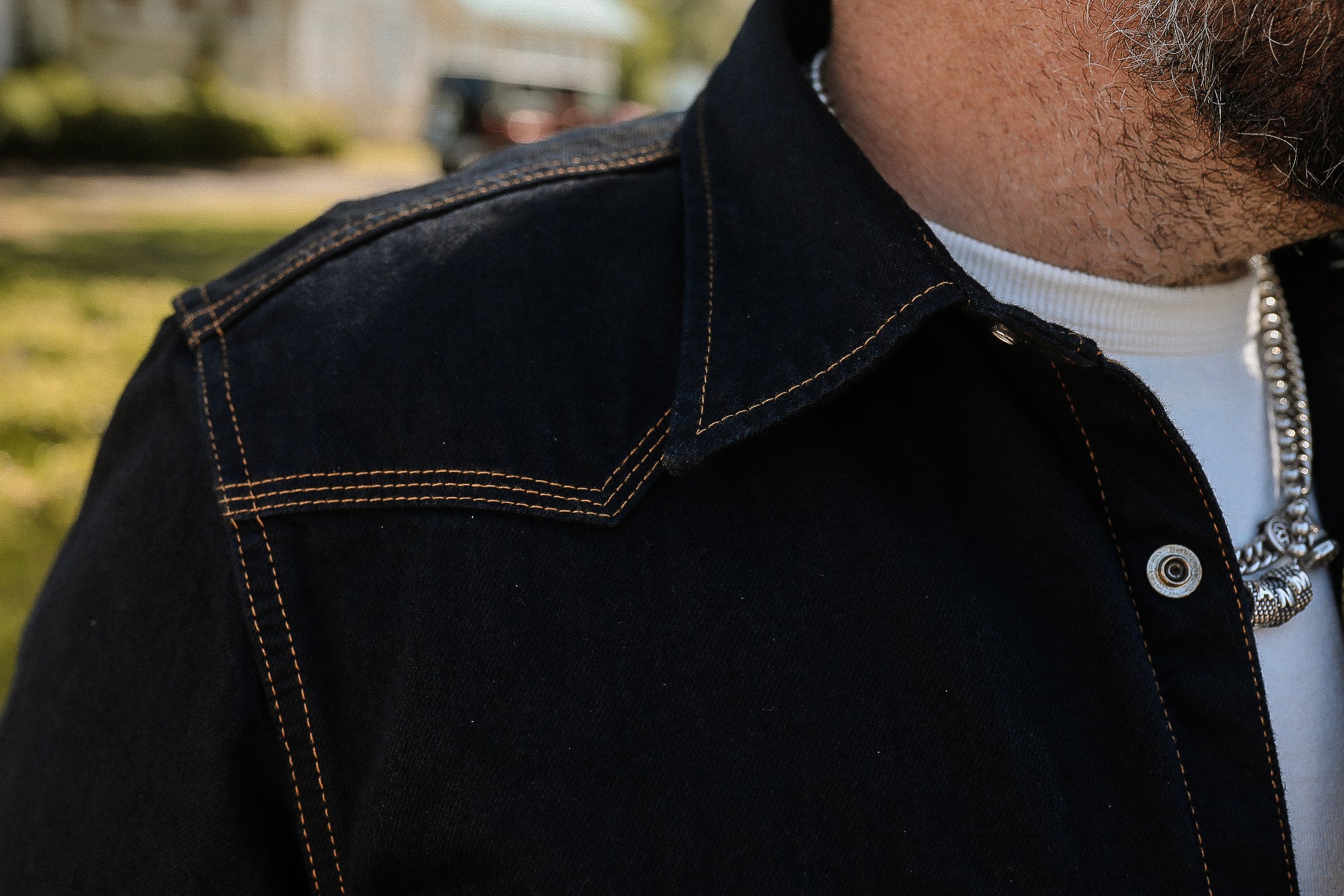 12oz Selvedge Denim Western Shirt - Indigo Overdyed Black IHSH-33-OD