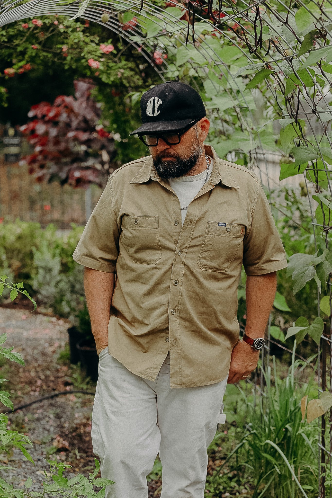 7oz Fatigue Cloth Short Sleeved Work Shirt - Khaki IHSH-393-KHA