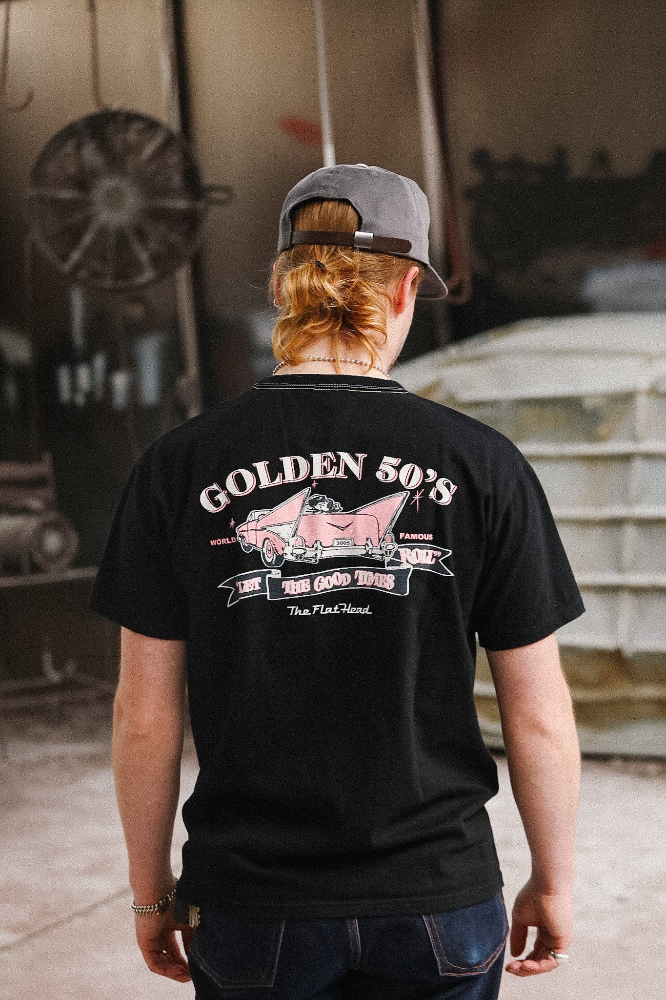detail shot of graphic tee with a car