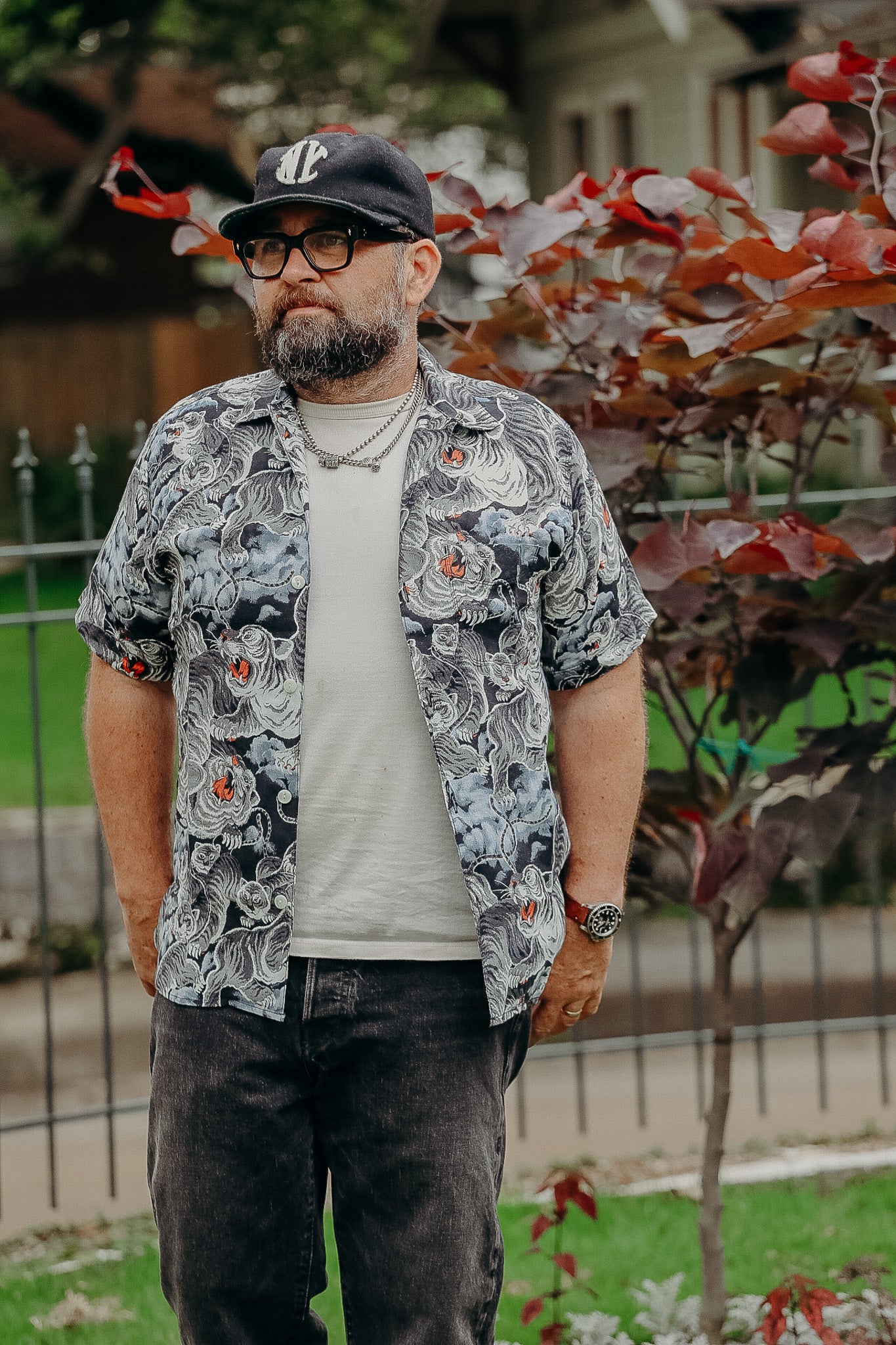 Freenote Cloth Tiger Hawaiian Shirt - Black