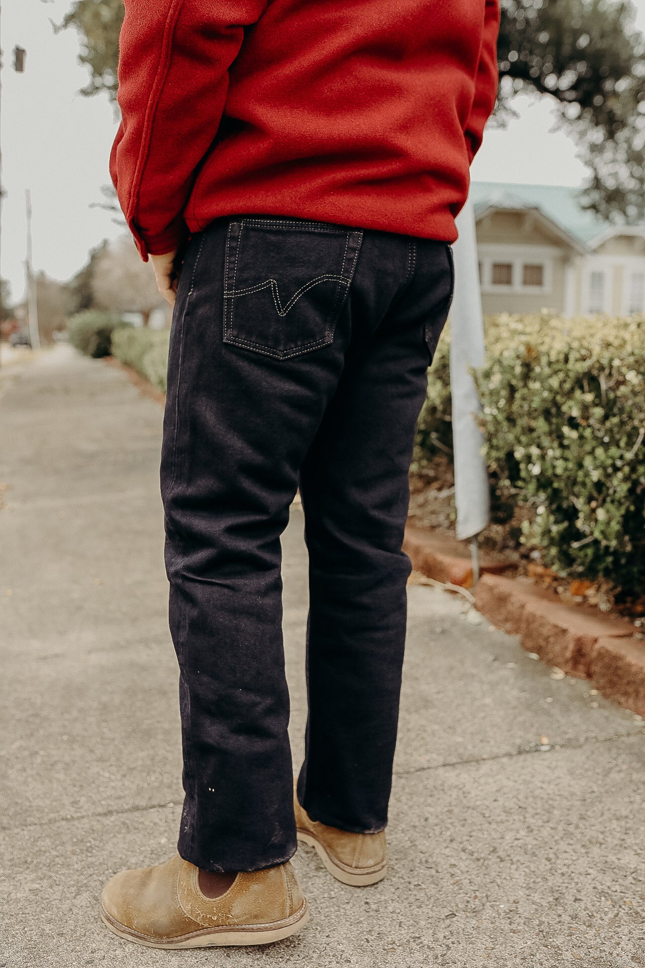 21oz Selvedge Denim Medium/High Rise Tapered Cut Jeans - Indigo Overdyed Black IH-888S-21od