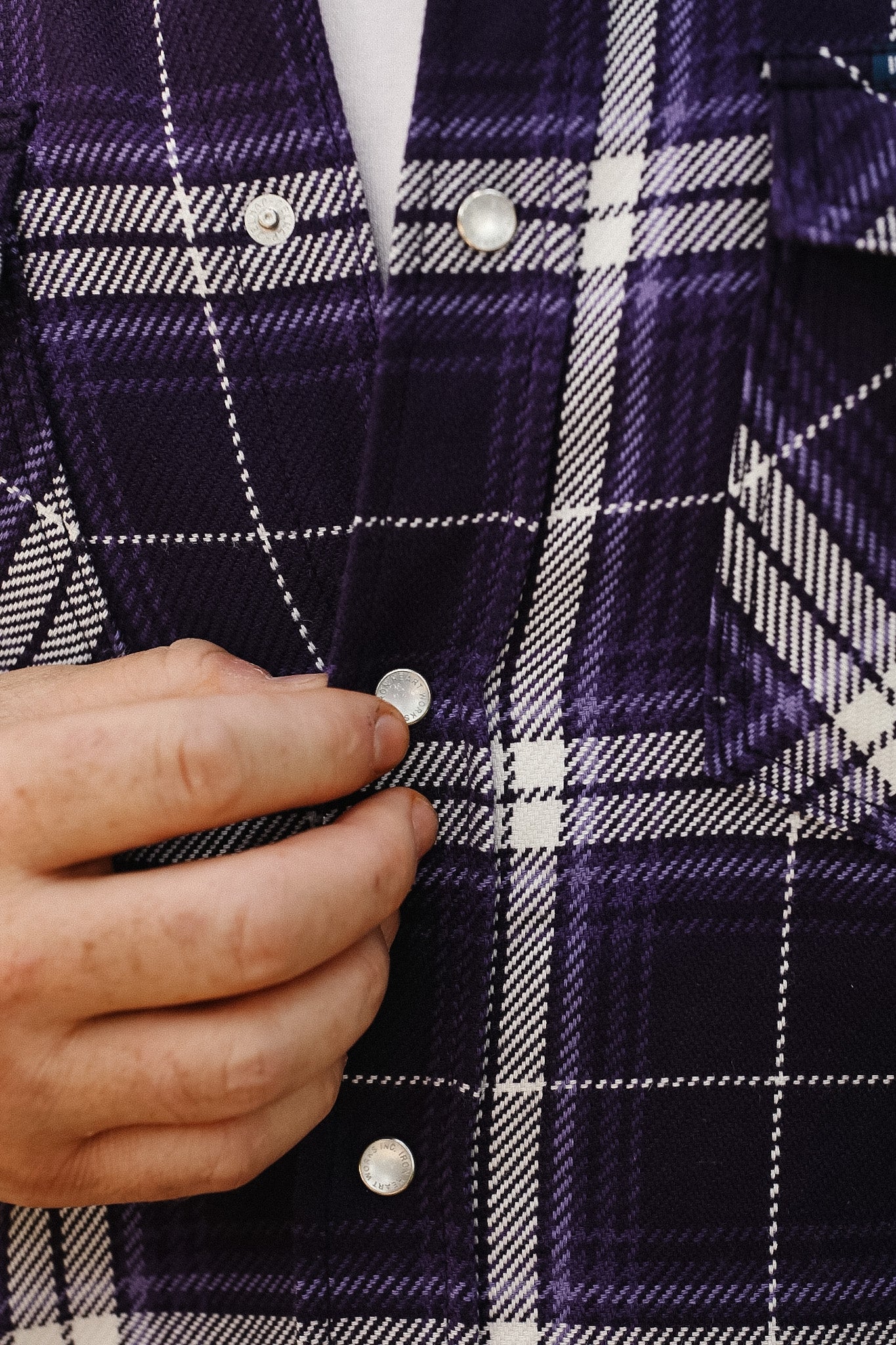 IHSH-439-PUR Iron Heart 9oz Selvedge Flannel Check Western Shirt - Purple