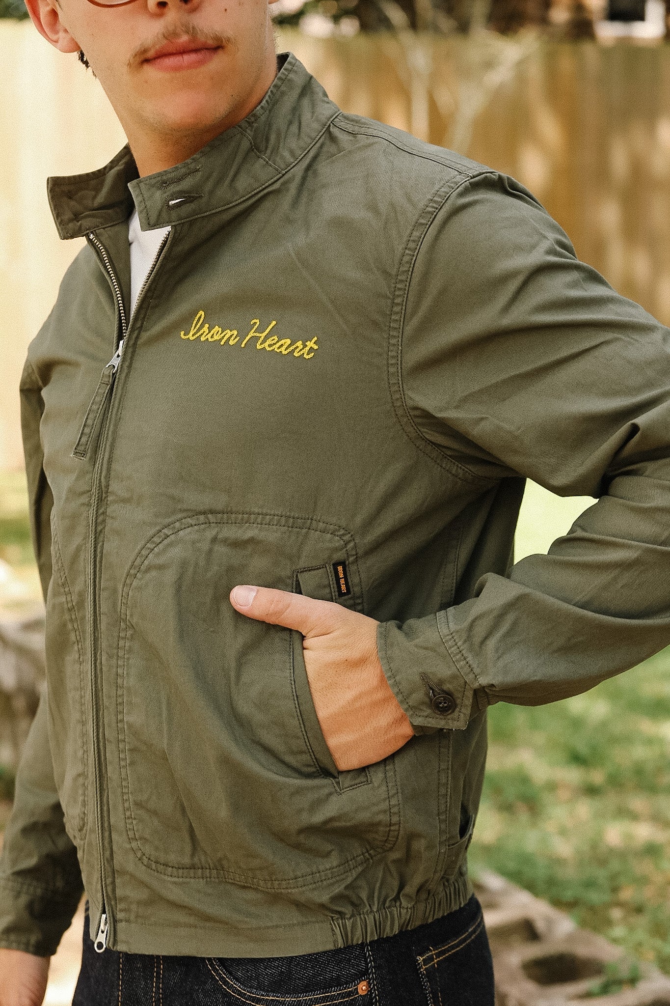 IHJ-165-ODG Iron Heart 6.2oz Serge Drizzler Jacket - Olive Drab Green