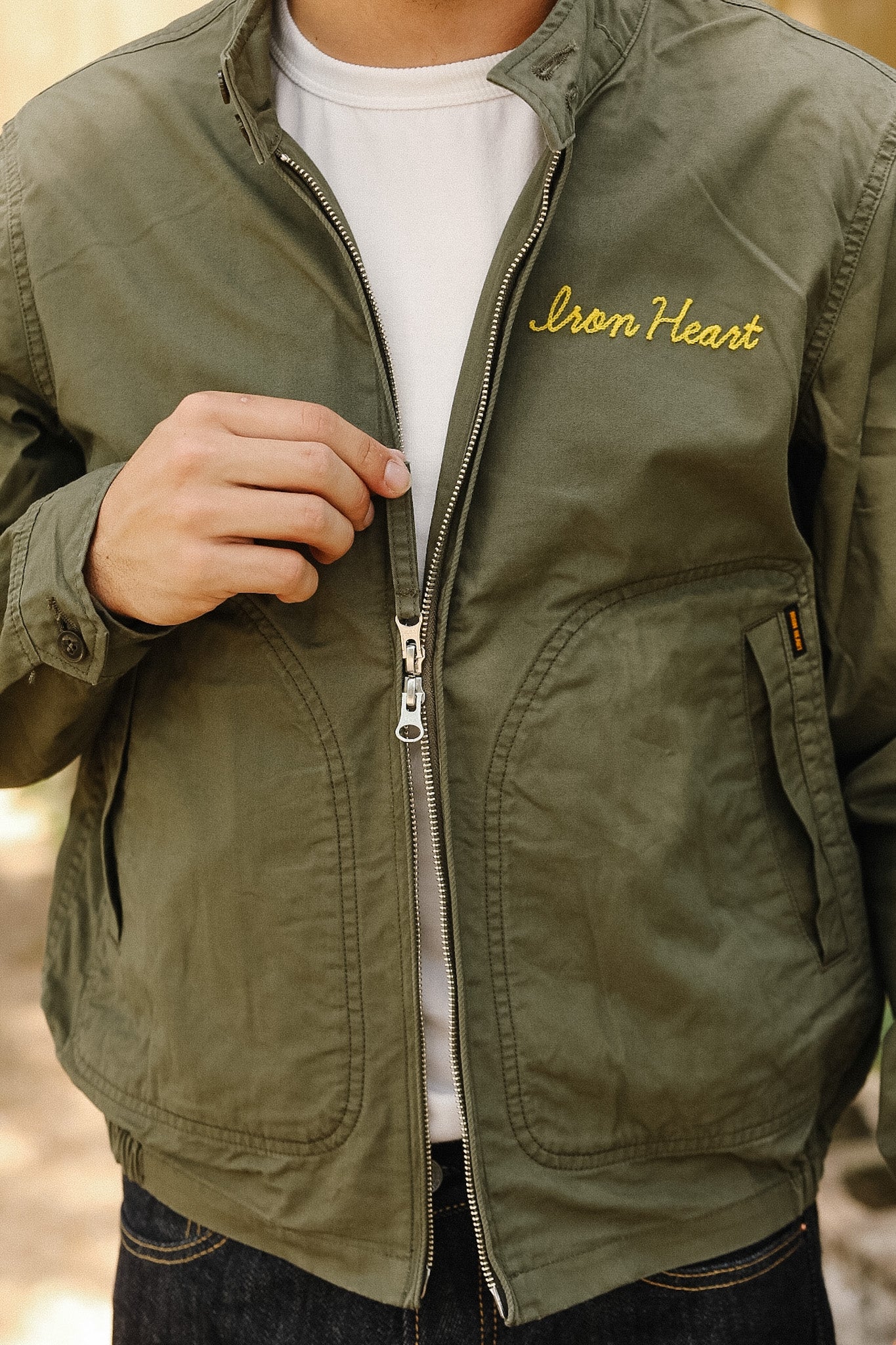 IHJ-165-ODG Iron Heart 6.2oz Serge Drizzler Jacket - Olive Drab Green