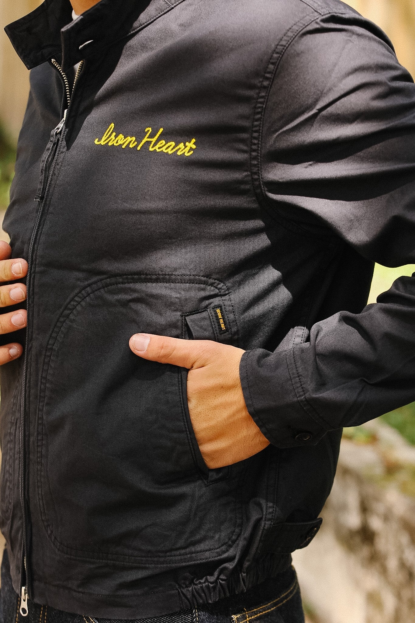 IHJ-165-BLK Iron Heart 6.2oz Serge Drizzler Jacket - Black