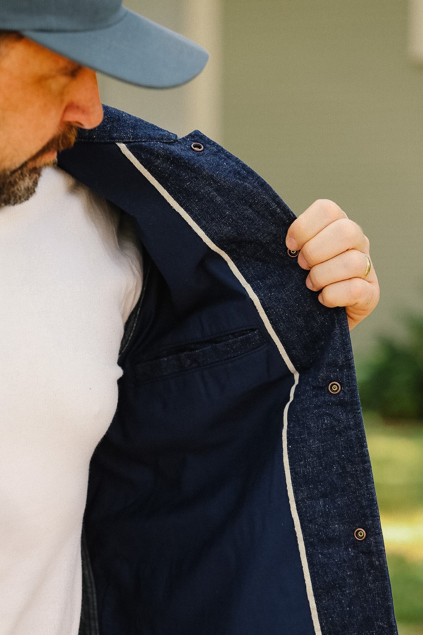 IHJ-161-IND-NP Iron Heart 10oz Neppy Selvedge Denim Coach Jacket - Indigo - No Patch