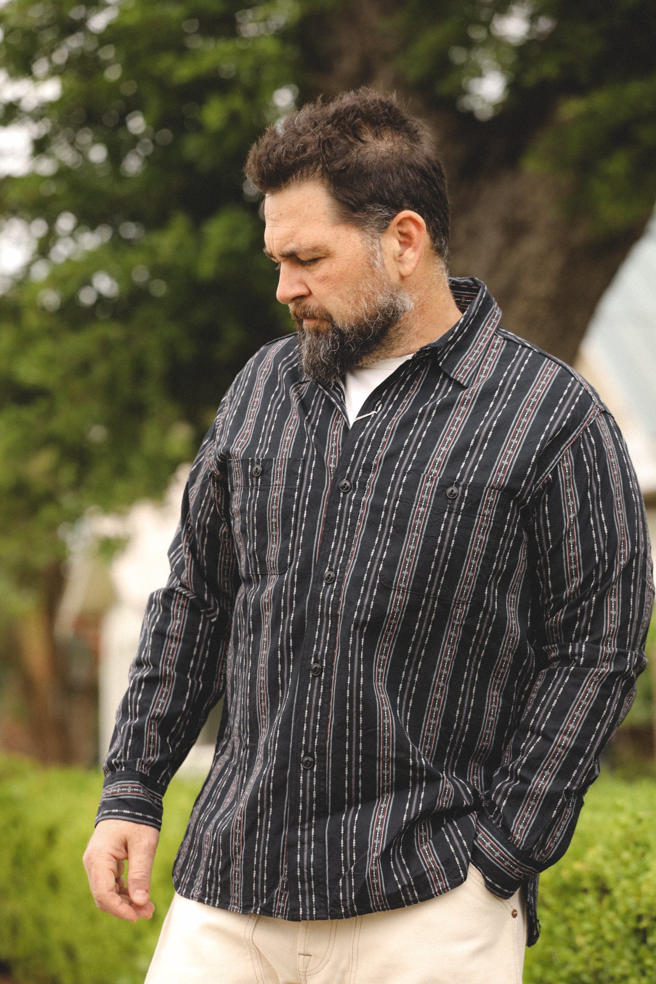 Native American Dobby Stripe Work- Black (SC29462)