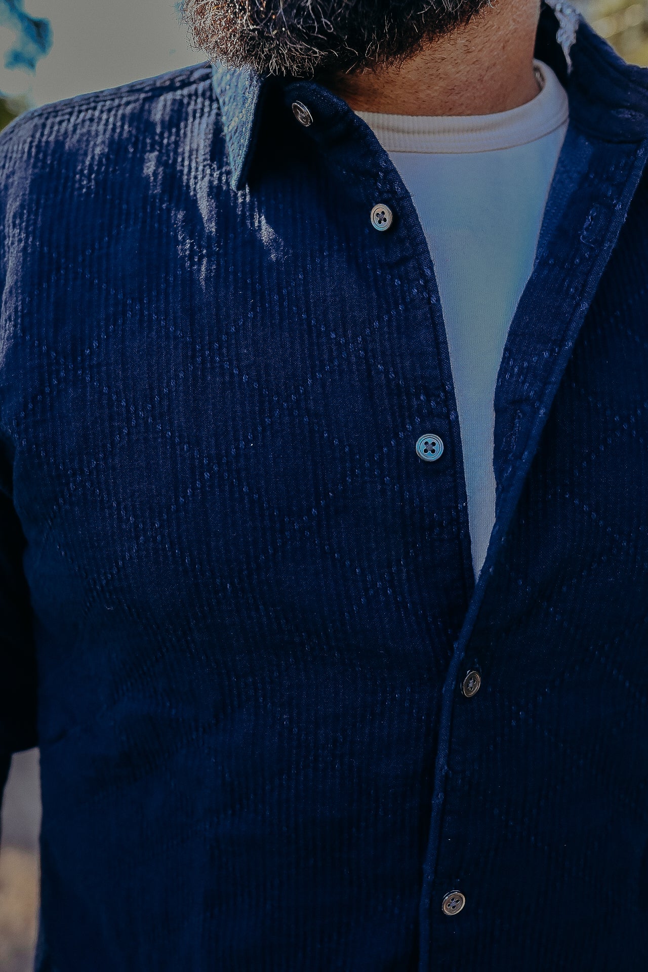 Sashiko Shirt- Indigo Garment Dyed (MXLS1028)