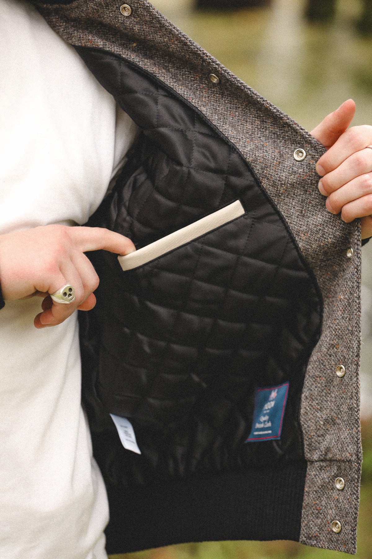 Dehen 1920 Varsity Jacket- Donegal Wool / Milk Leather