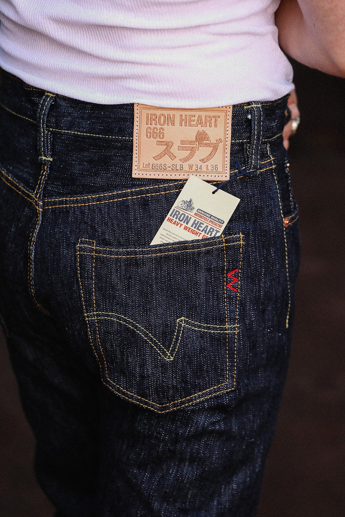 IH-666S-SLB Iron Heart 16oz Slubby Selvedge Denim Slim Straight Cut Jeans - Indigo