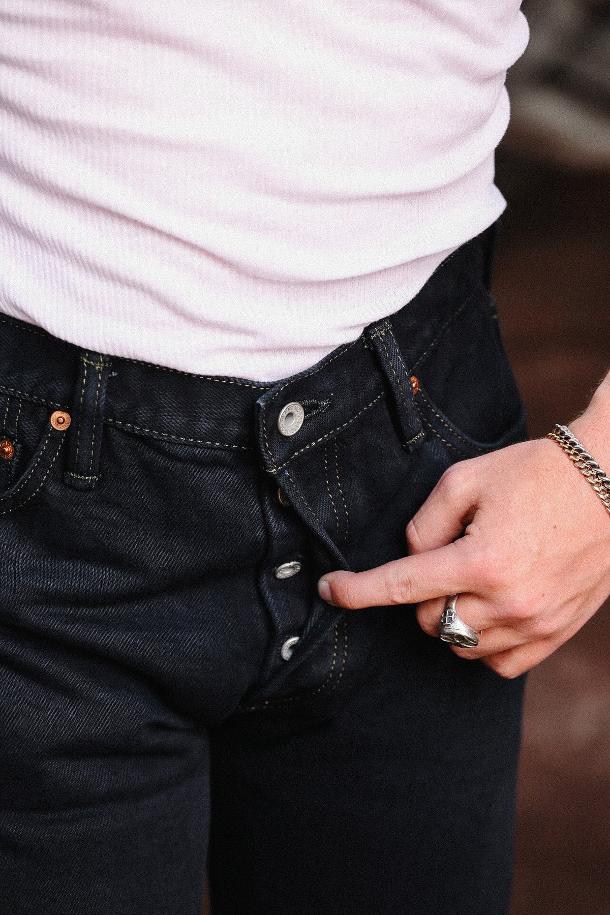 IH-666S-21od Iron Heart 21oz Selvedge Denim Slim Straight Cut Jeans - Indigo Overdyed Black
