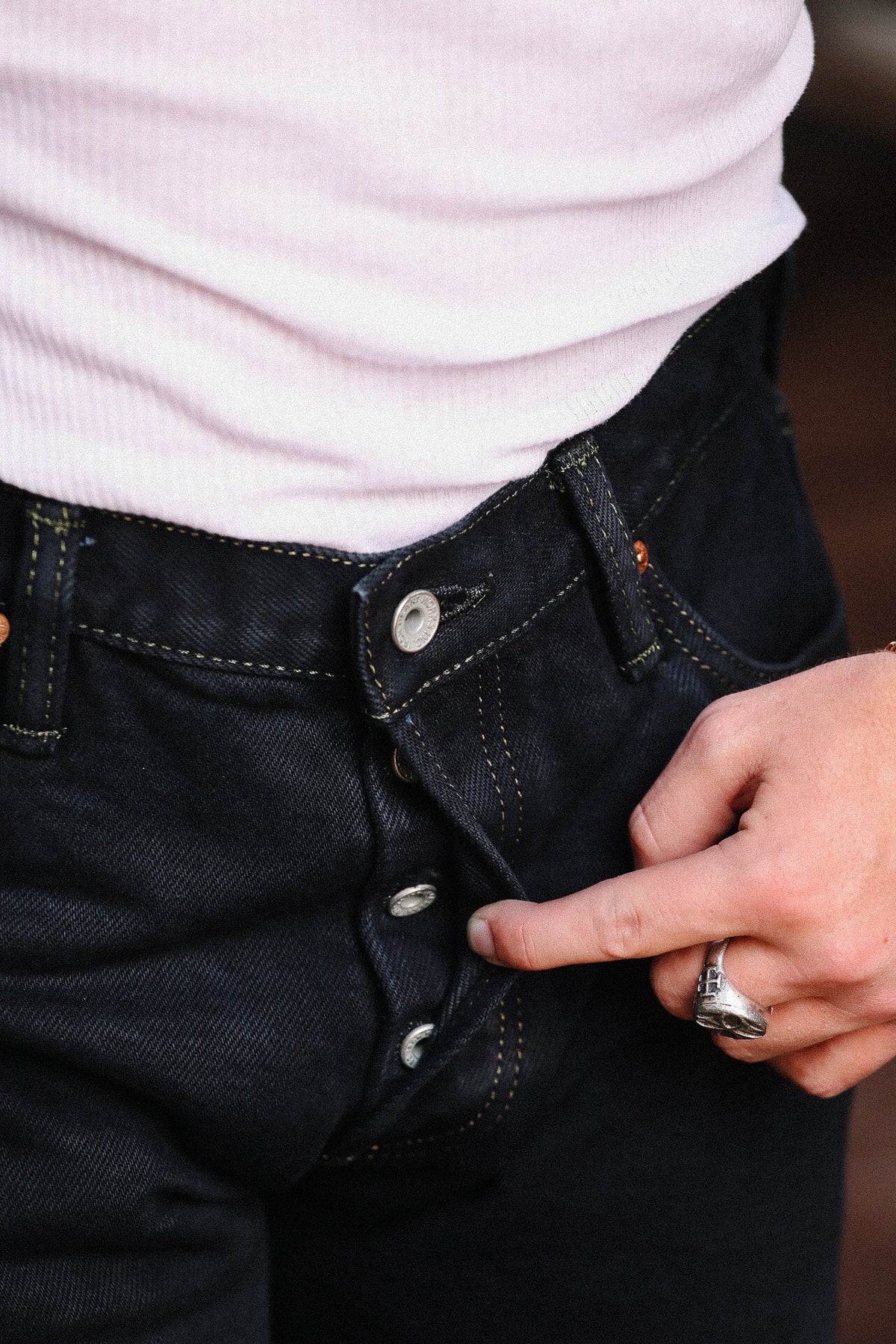 IH-666S-21od Iron Heart 21oz Selvedge Denim Slim Straight Cut Jeans - Indigo Overdyed Black