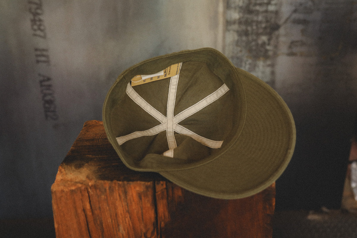 BR02536 Buzz Rickson Type A-3 Herringbone Mechanic Cap- Olive