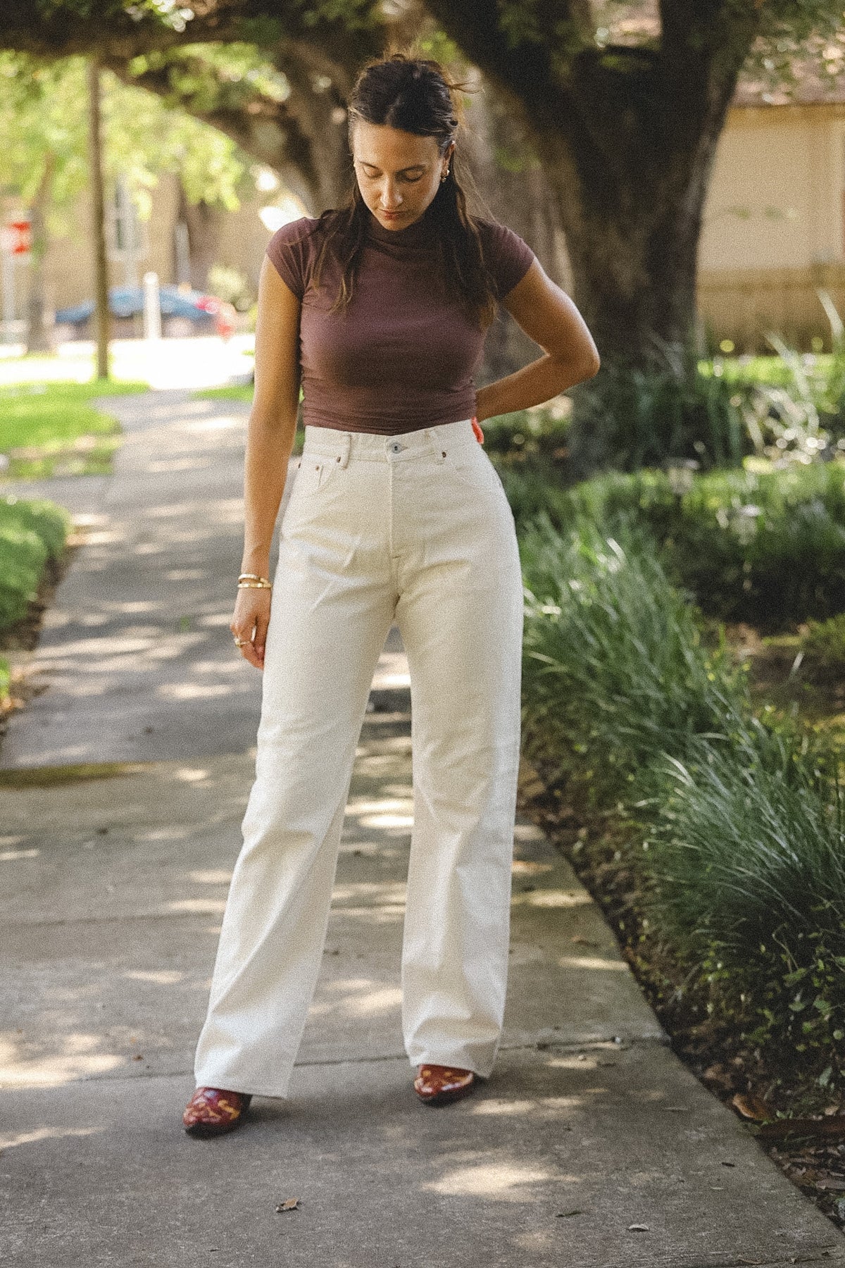 Indigofera Roslyn Women's Jeans- Broken Twill Ecru