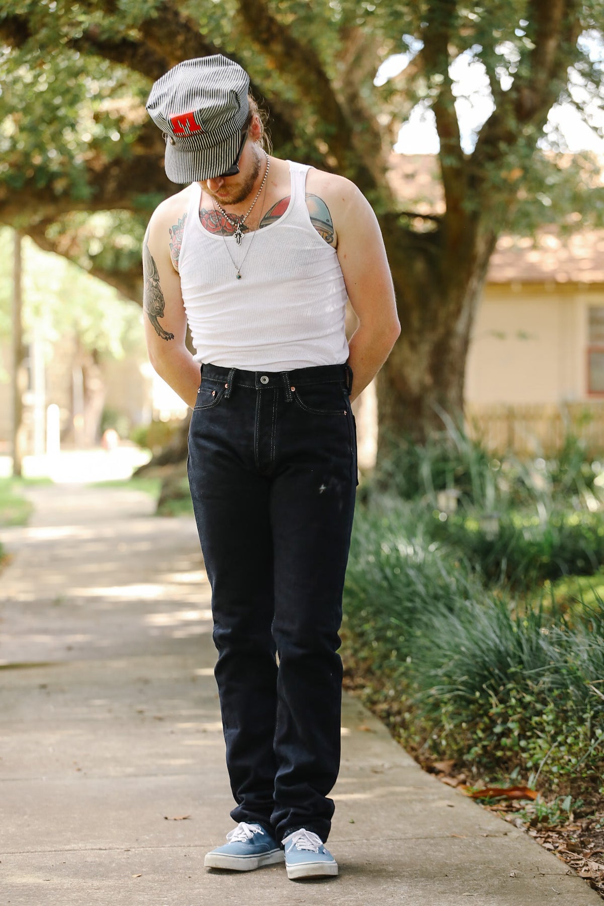 IH-888S-21od Iron Heart 21oz Selvedge Denim Medium/High Rise Tapered Cut Jeans - Indigo Overdyed Black