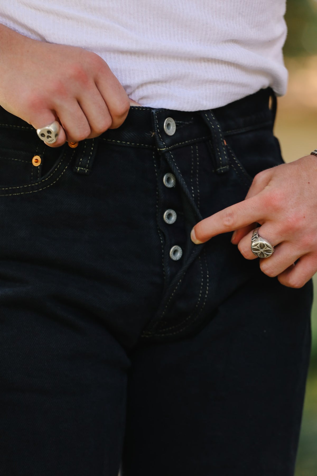 IH-888S-21od Iron Heart 21oz Selvedge Denim Medium/High Rise Tapered Cut Jeans - Indigo Overdyed Black
