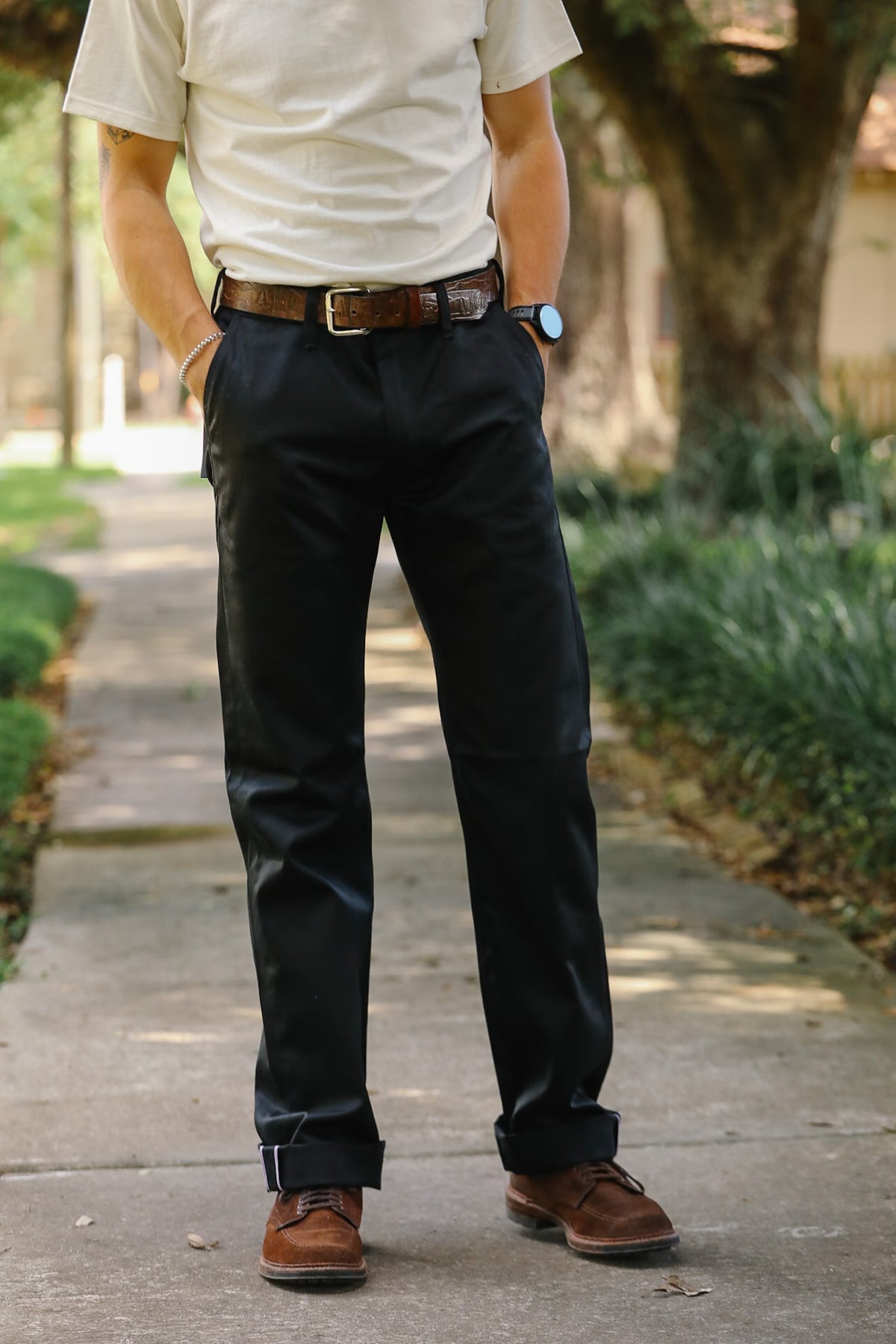 IH-717-BLK Iron Heart 9oz Mercerized Selvedge Cotton Straight Cut Chinos - Black
