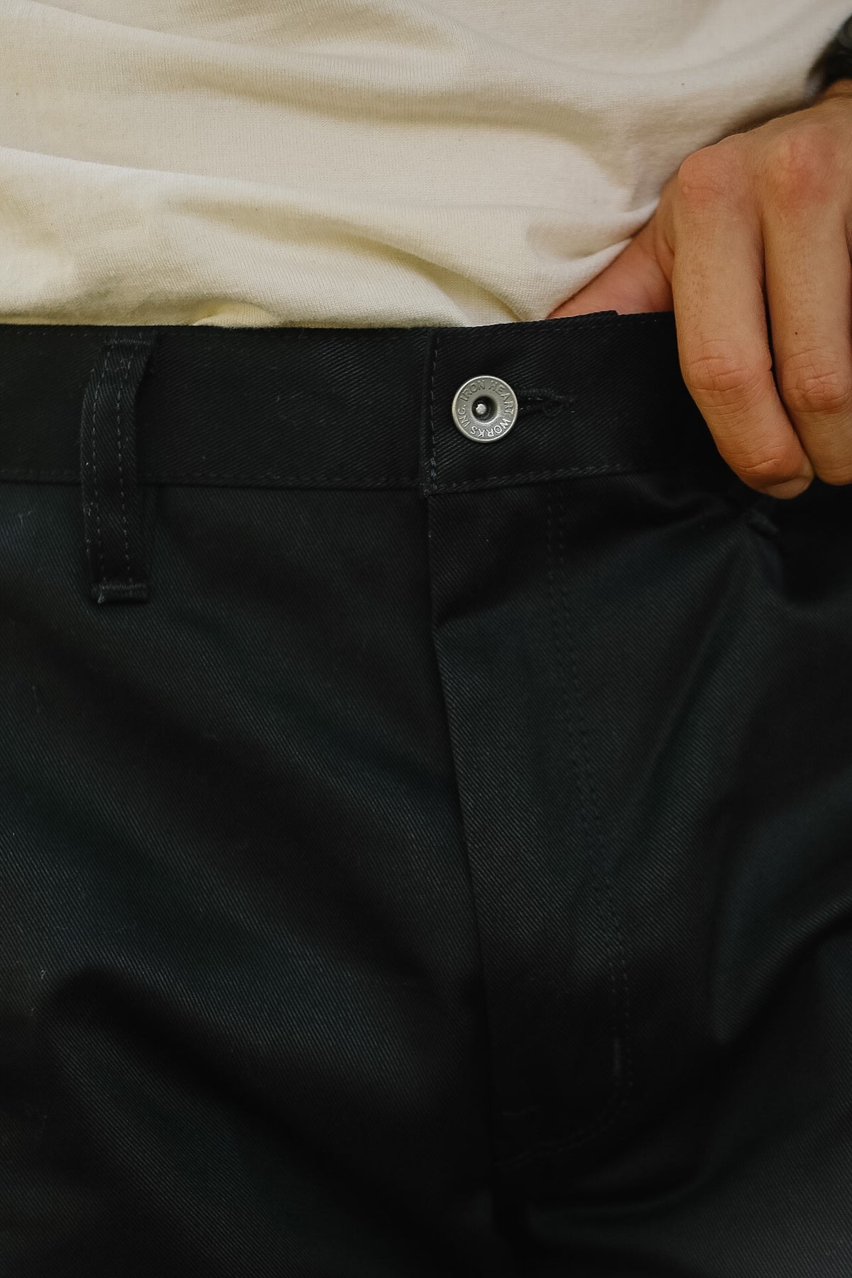 IH-717-BLK Iron Heart 9oz Mercerized Selvedge Cotton Straight Cut Chinos - Black