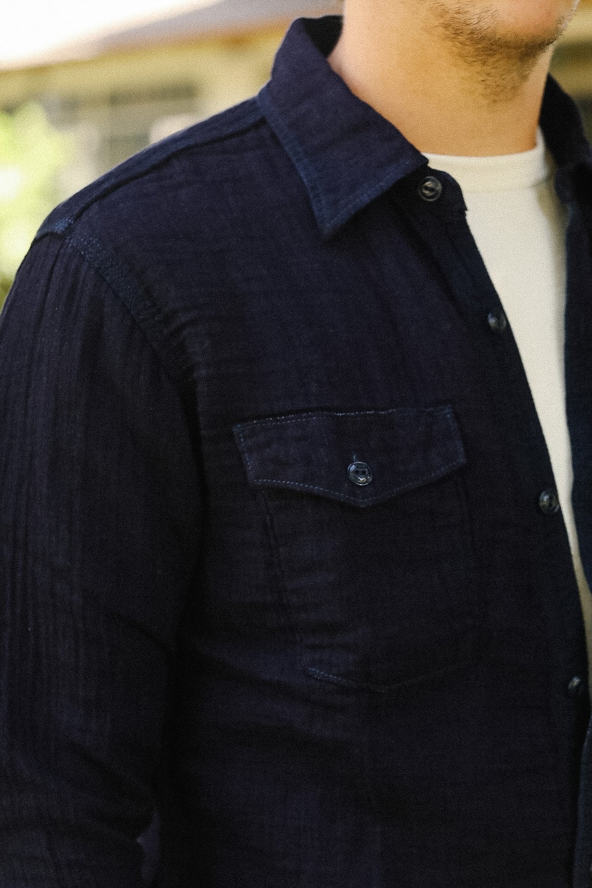 502604-1 UES Herringbone Double Gauze Shirt- Indigo