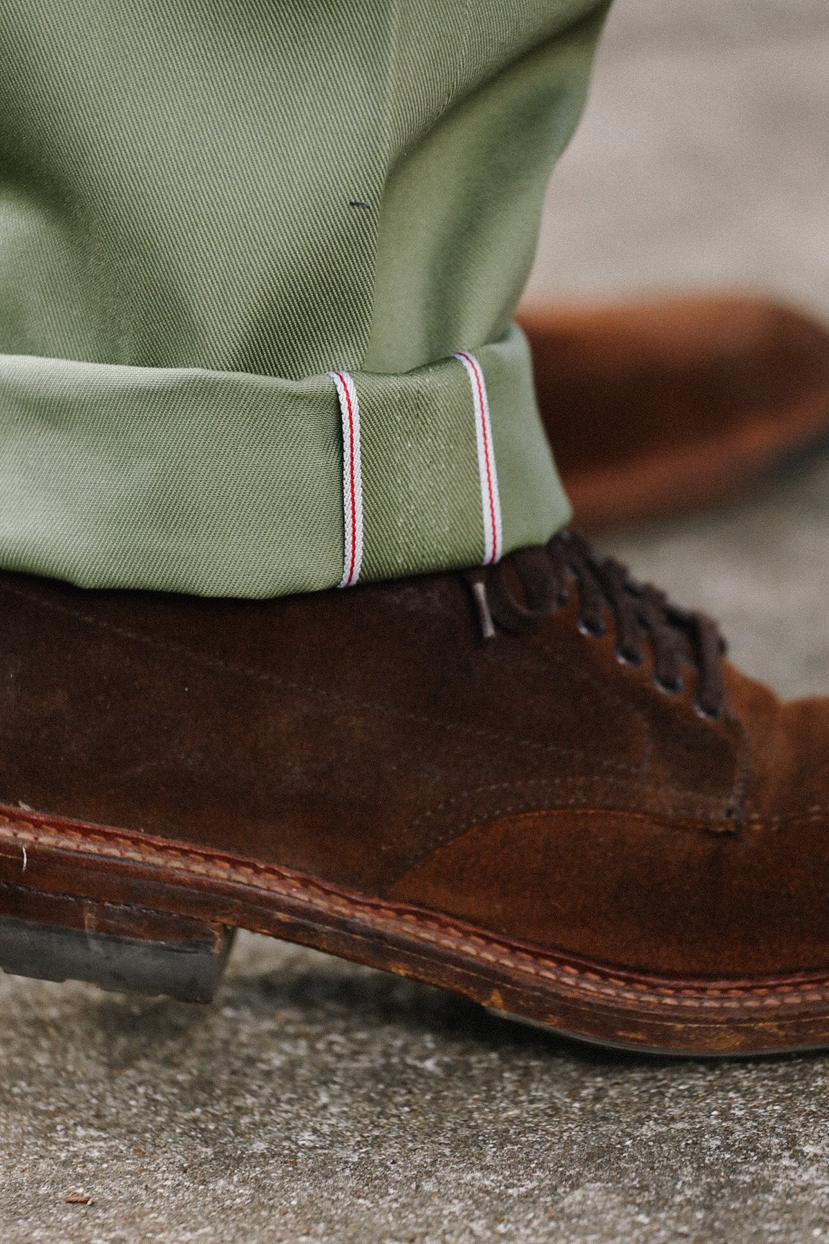 IH-717-OLV Iron Heart 9oz Mercerized Selvedge Cotton Straight Cut Chinos - Olive