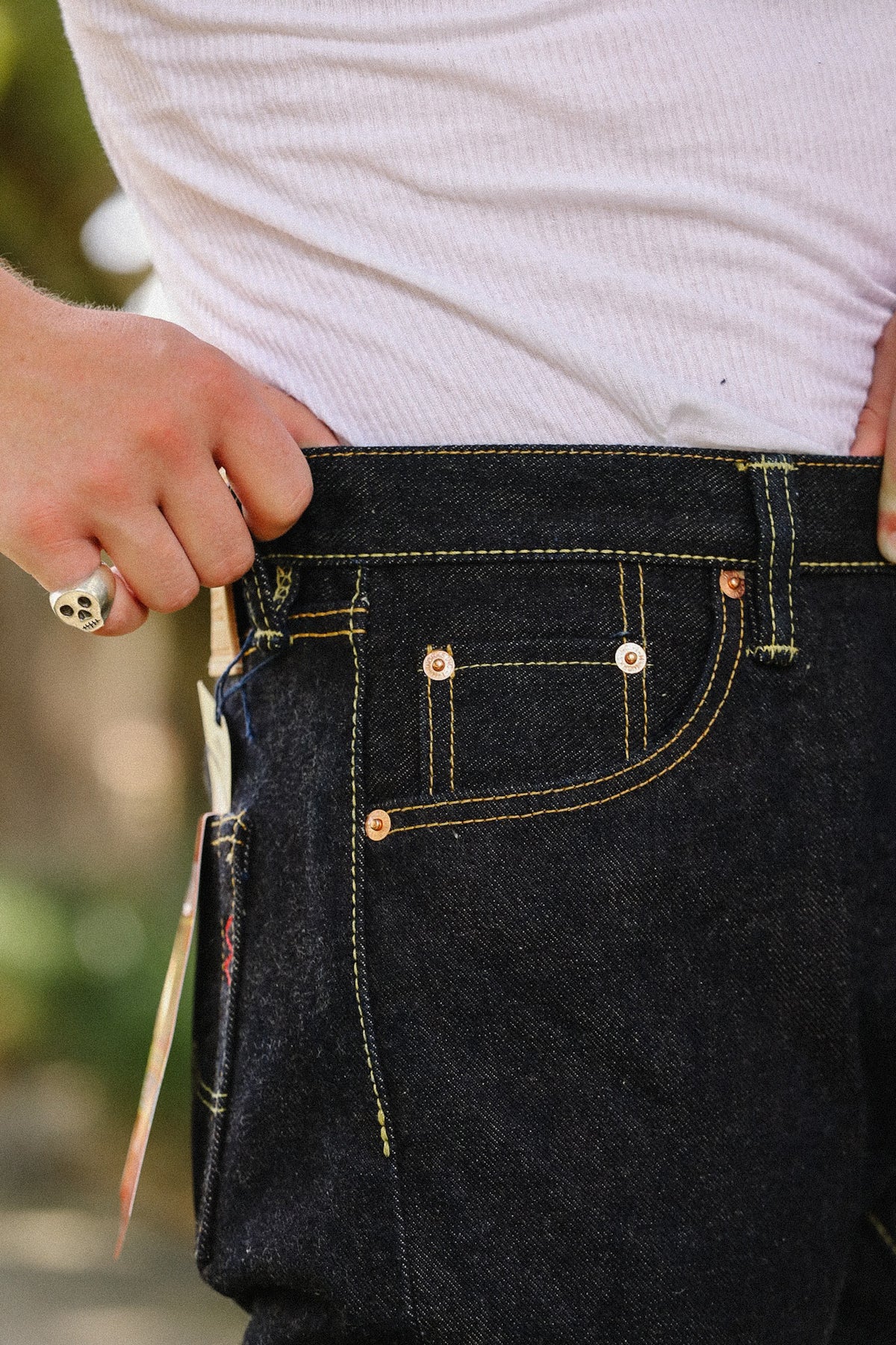 IH-555S-19L Iron Heart 19oz Left Hand Twill Selvedge Denim Super Slim Cut Jeans - Indigo