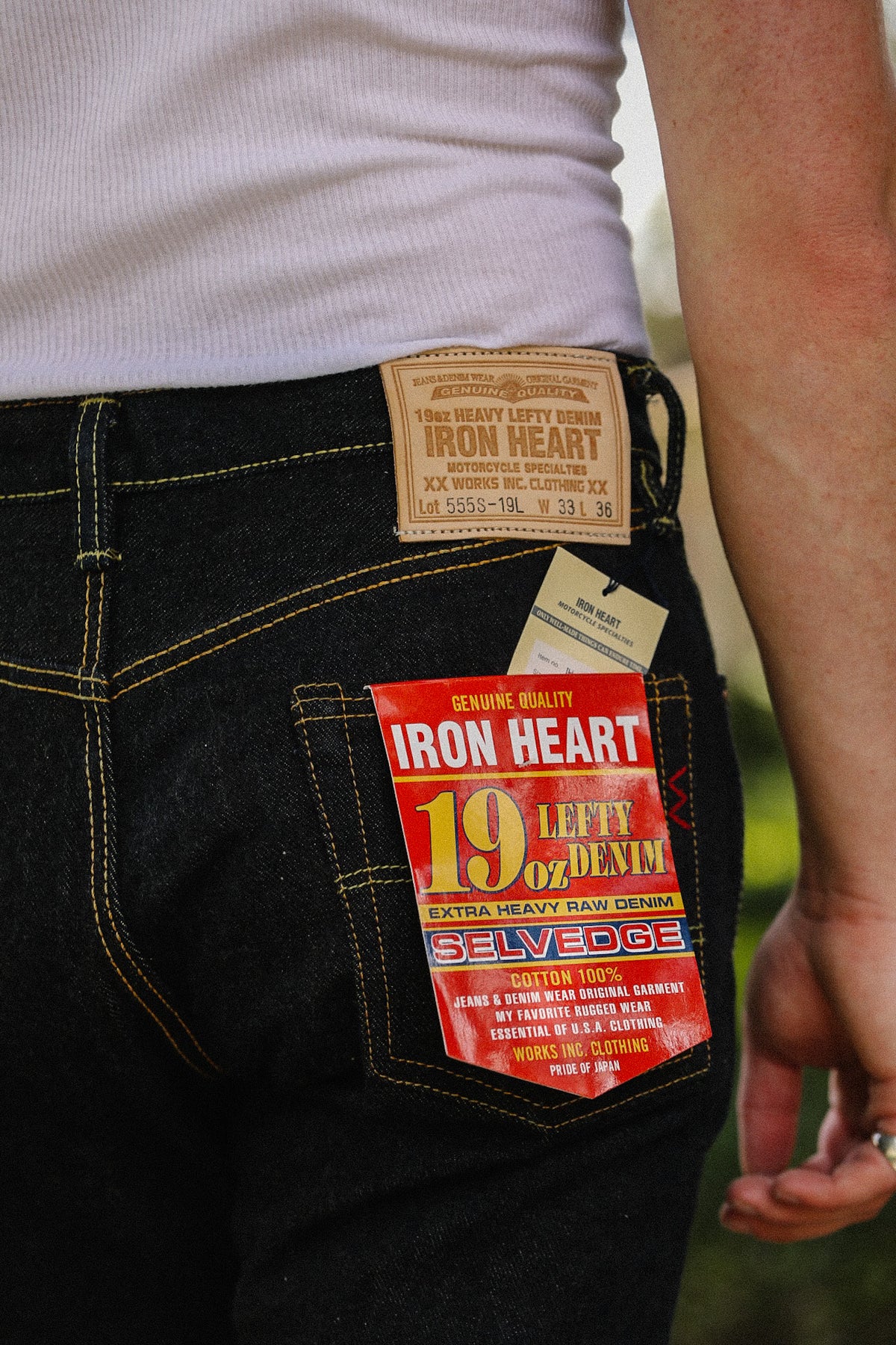 IH-555S-19L Iron Heart 19oz Left Hand Twill Selvedge Denim Super Slim Cut Jeans - Indigo