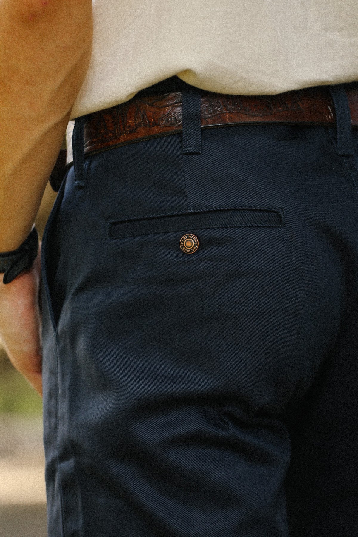IH-717-NAV Iron Heart 9oz Mercerized Selvedge Cotton Straight Cut Chinos - Navy