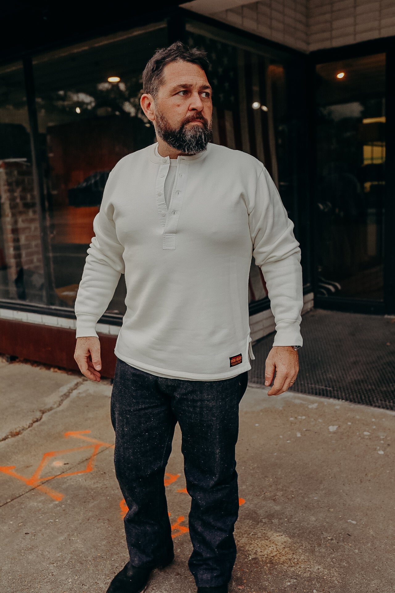 11oz Henley Long Sleeved Sweater - White IHTL-2401-WHT