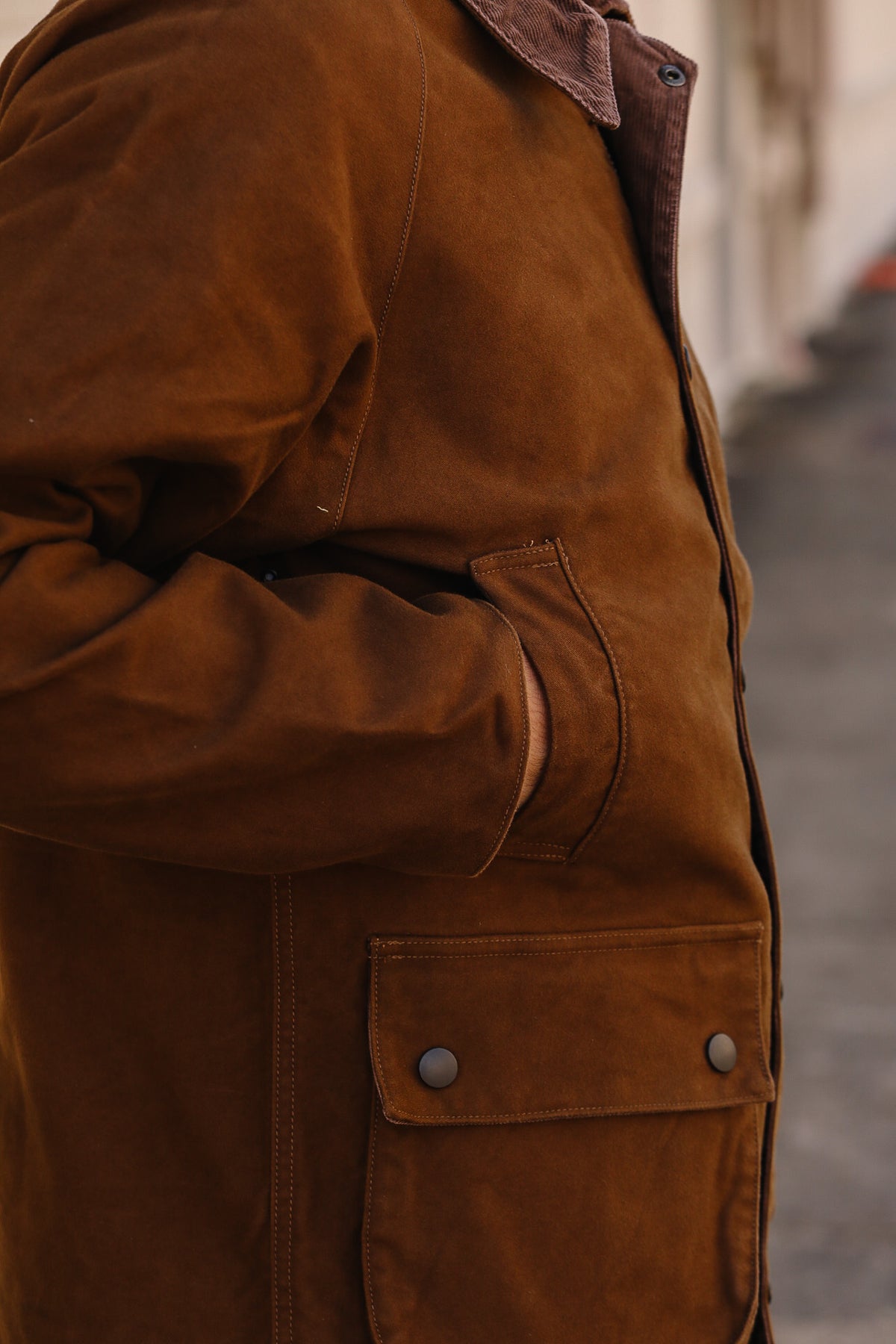 F2361 FOB Factory Moleskin Riding Jacket- Brown