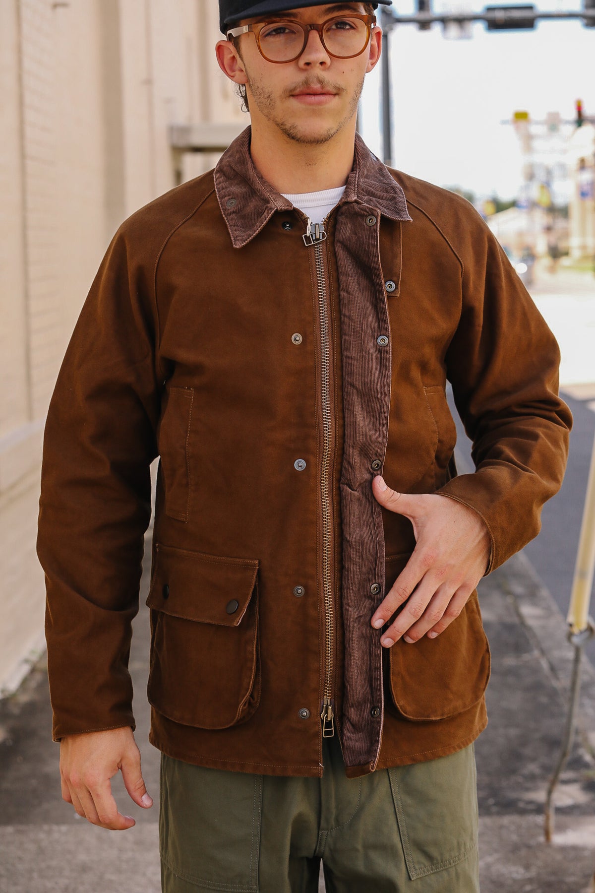 F2361 FOB Factory Moleskin Riding Jacket- Brown