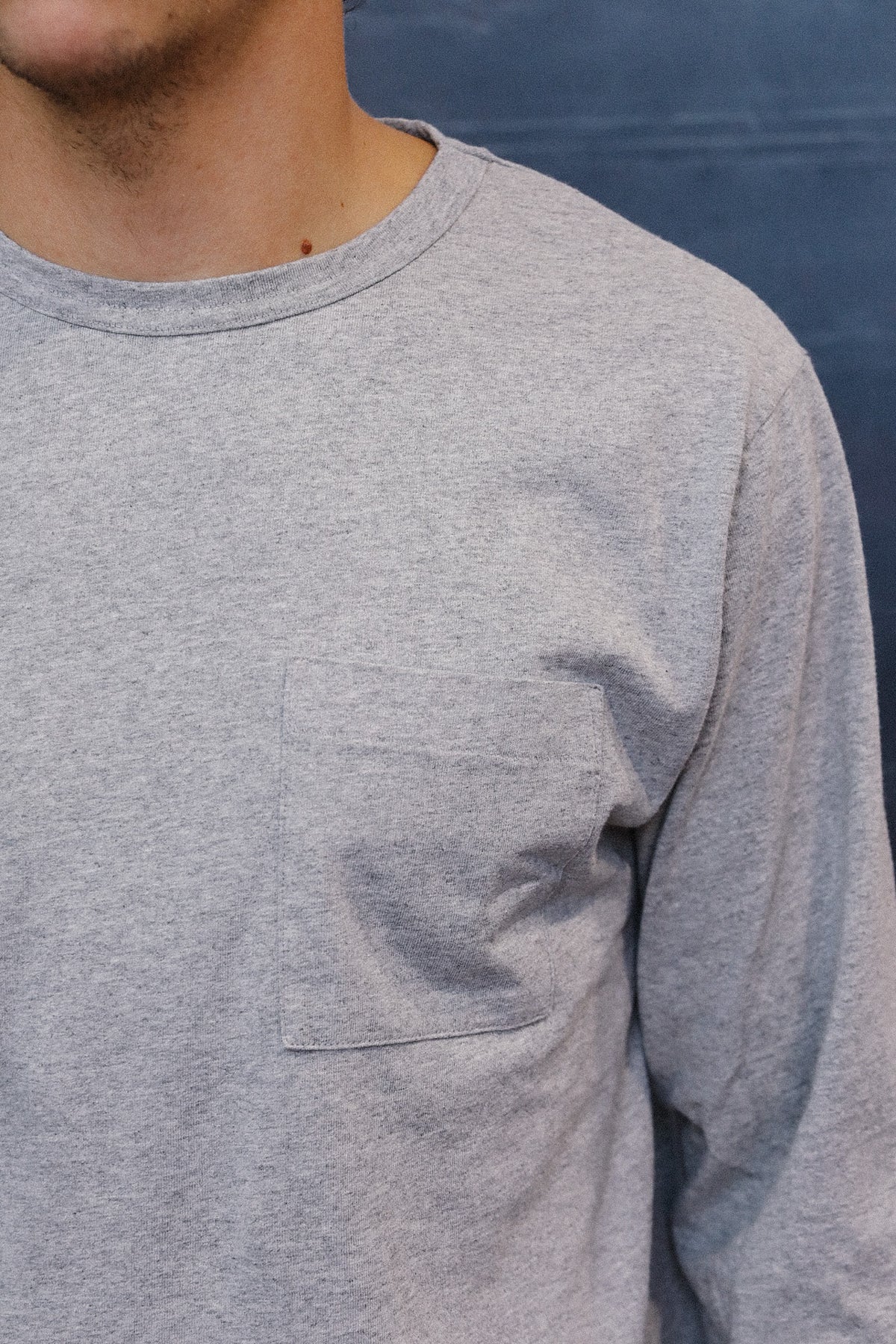 Dehen 1920 Heavy Duty Long Sleeve Single Pocket Tee- Heather