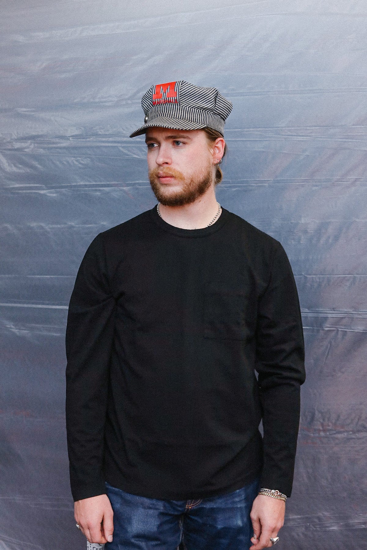 Dehen 1920 Heavy Duty Long Sleeve Single Pocket Tee- Black