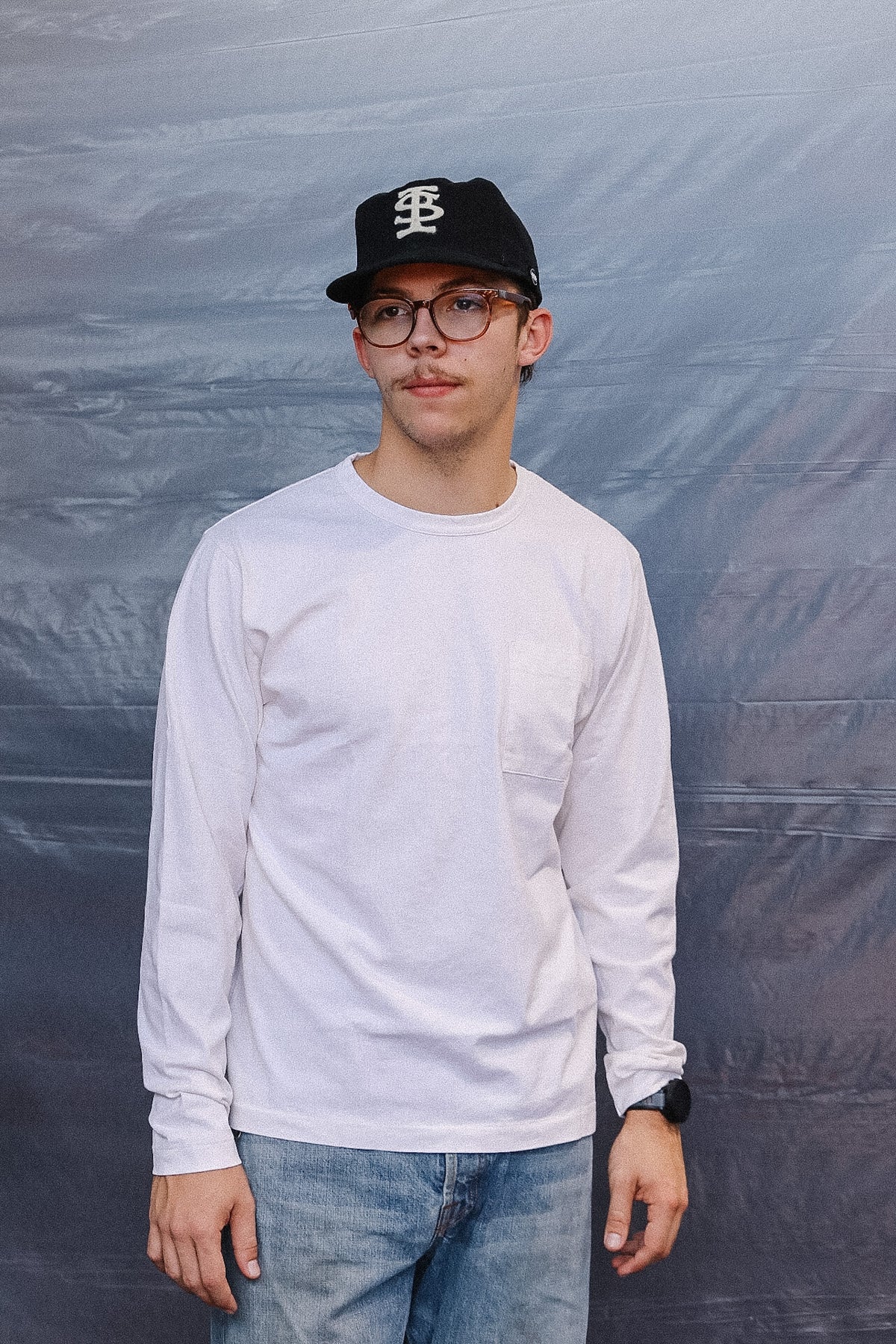 Dehen 1920 Heavy Duty Long Sleeve Single Pocket Tee- Natural