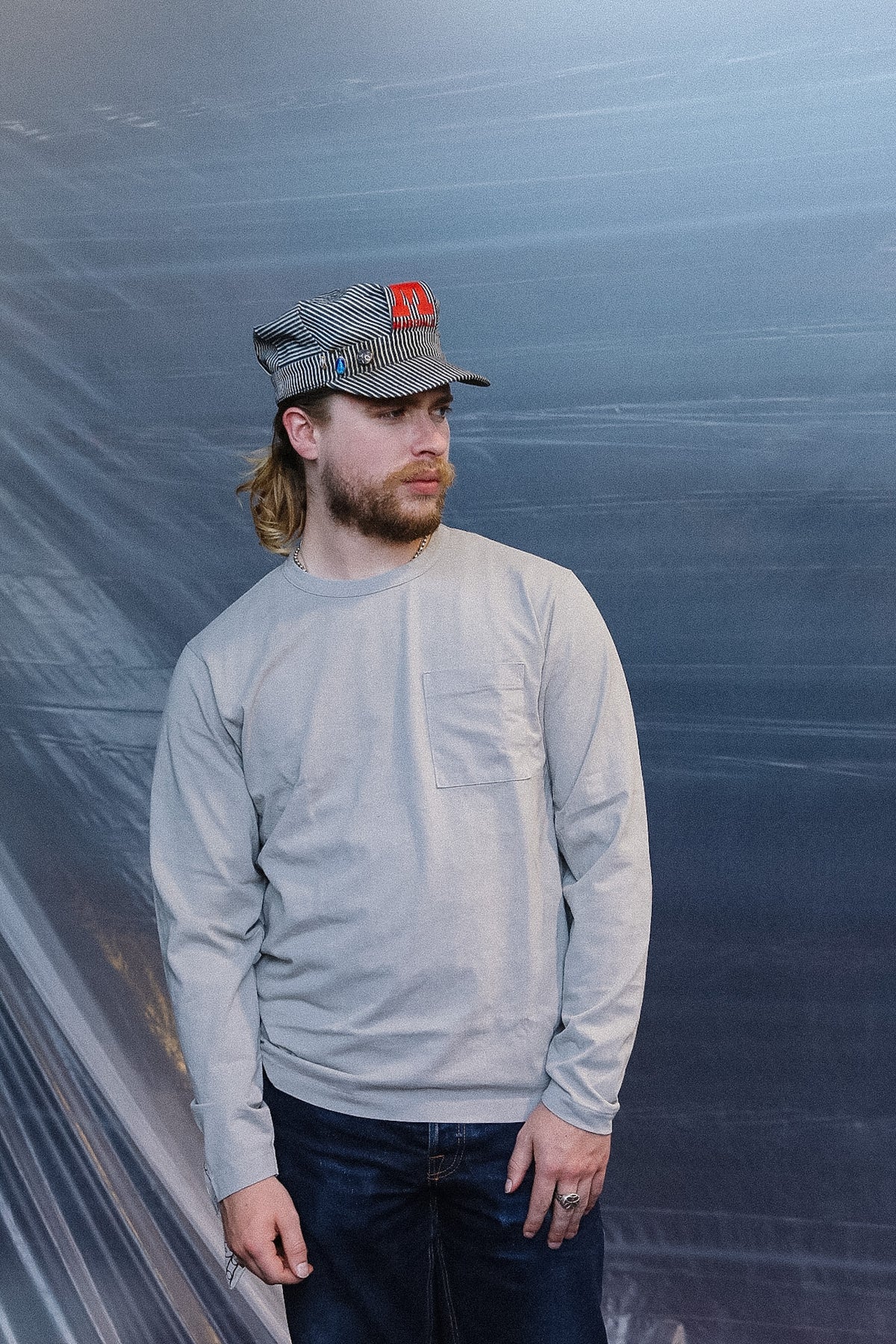 Dehen 1920 Heavy Duty Long Sleeve Single Pocket Tee-Ascot Grey